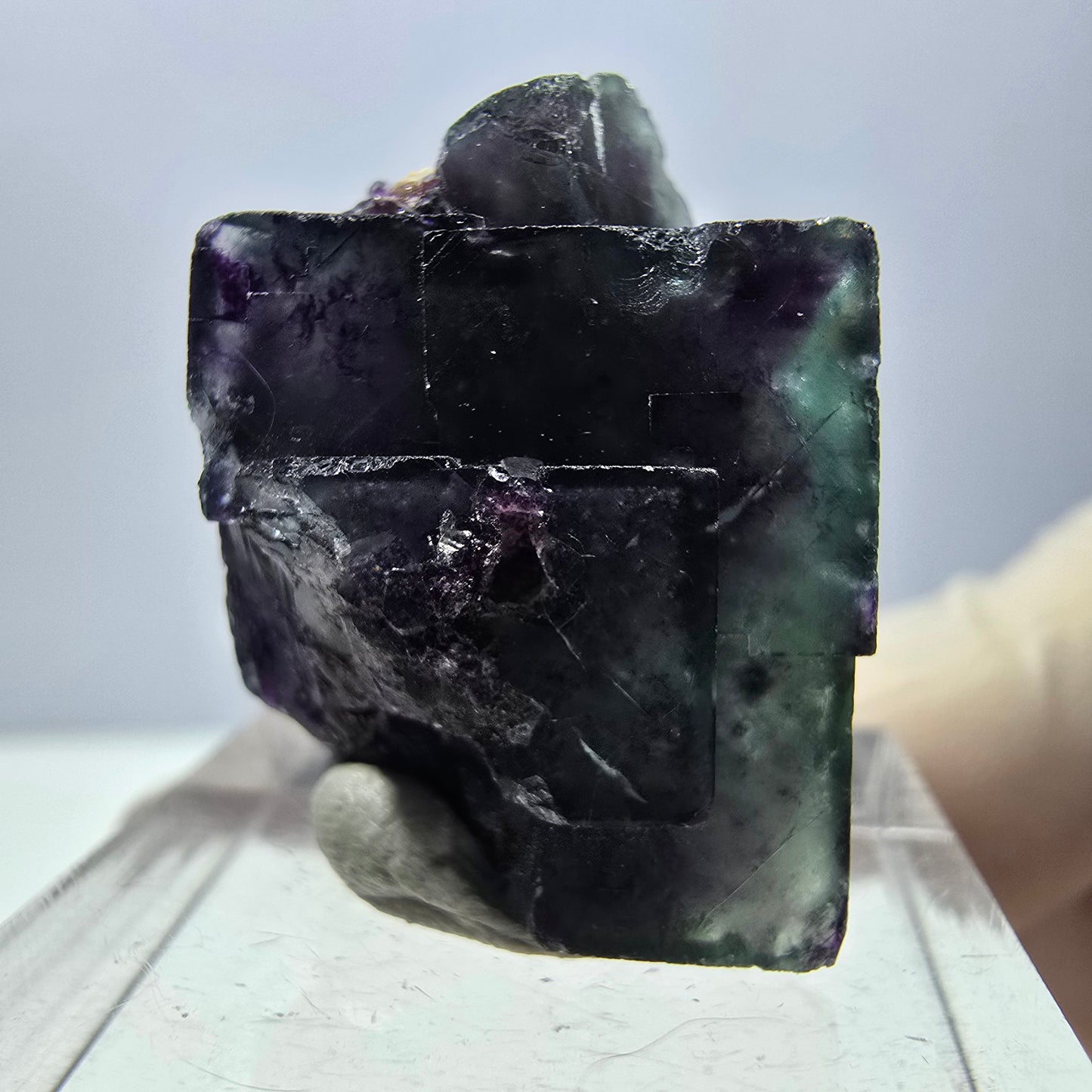 Phantom Fluorit Würfel Stufe, parkettiert grün lila Okorusu, Namibia 27*19*16mm