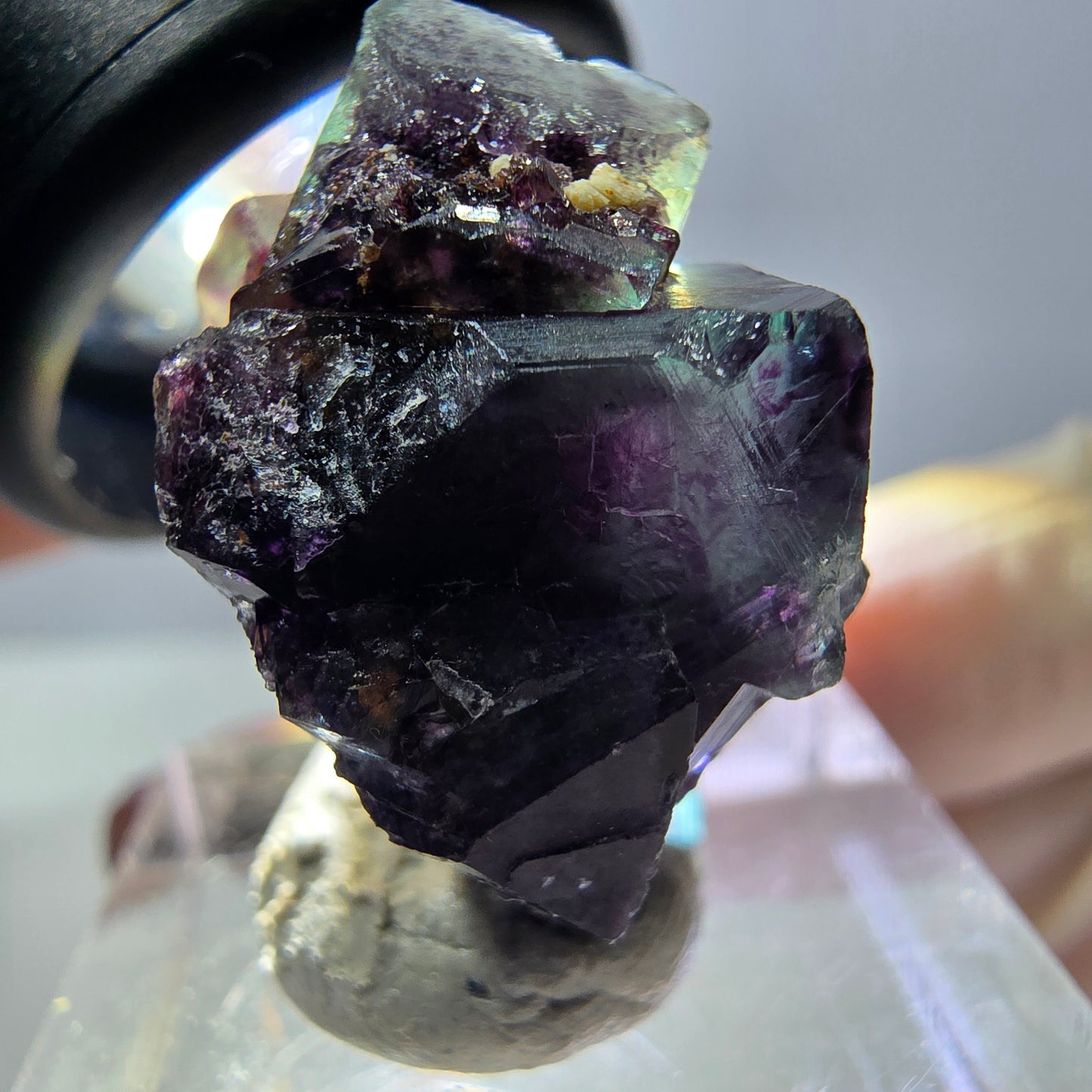 Phantom Fluorit Würfel Stufe, parkettiert grün lila Okorusu, Namibia 27*19*16mm
