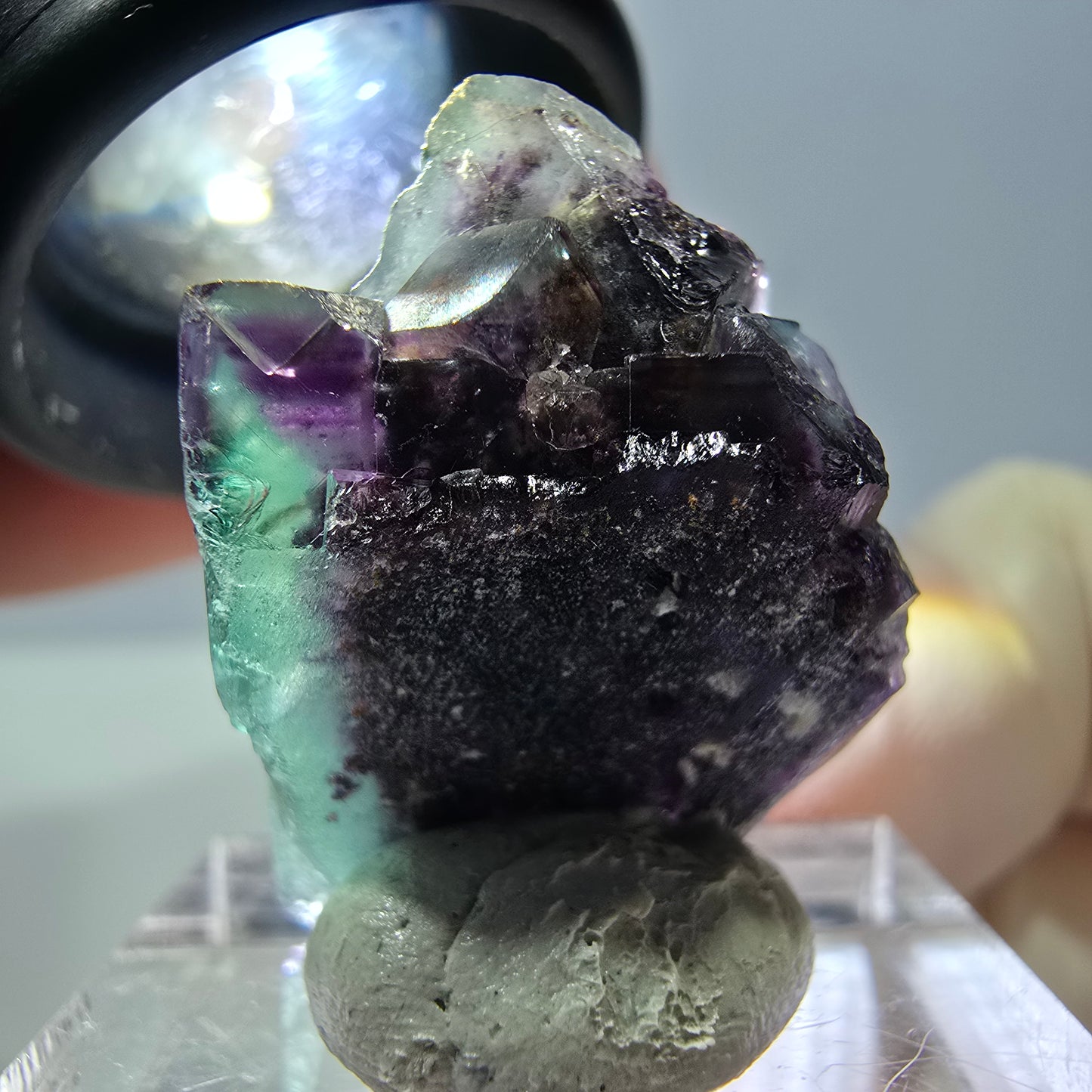 Phantom Fluorit Würfel Stufe, parkettiert grün lila Okorusu, Namibia 27*19*16mm