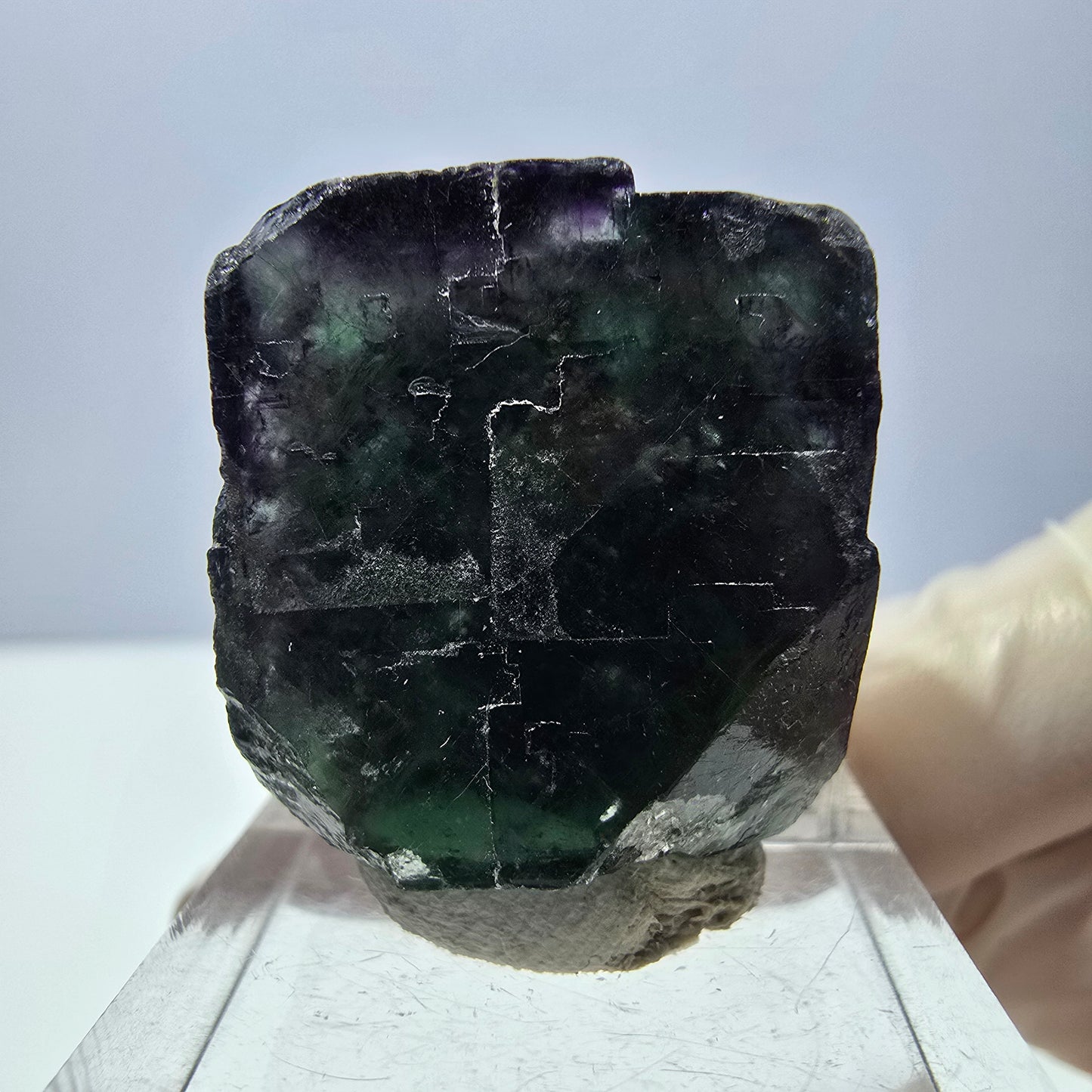 Phantom Fluorit Würfel Stufe, parkettiert grün lila Okorusu, Namibia 24*23*19mm
