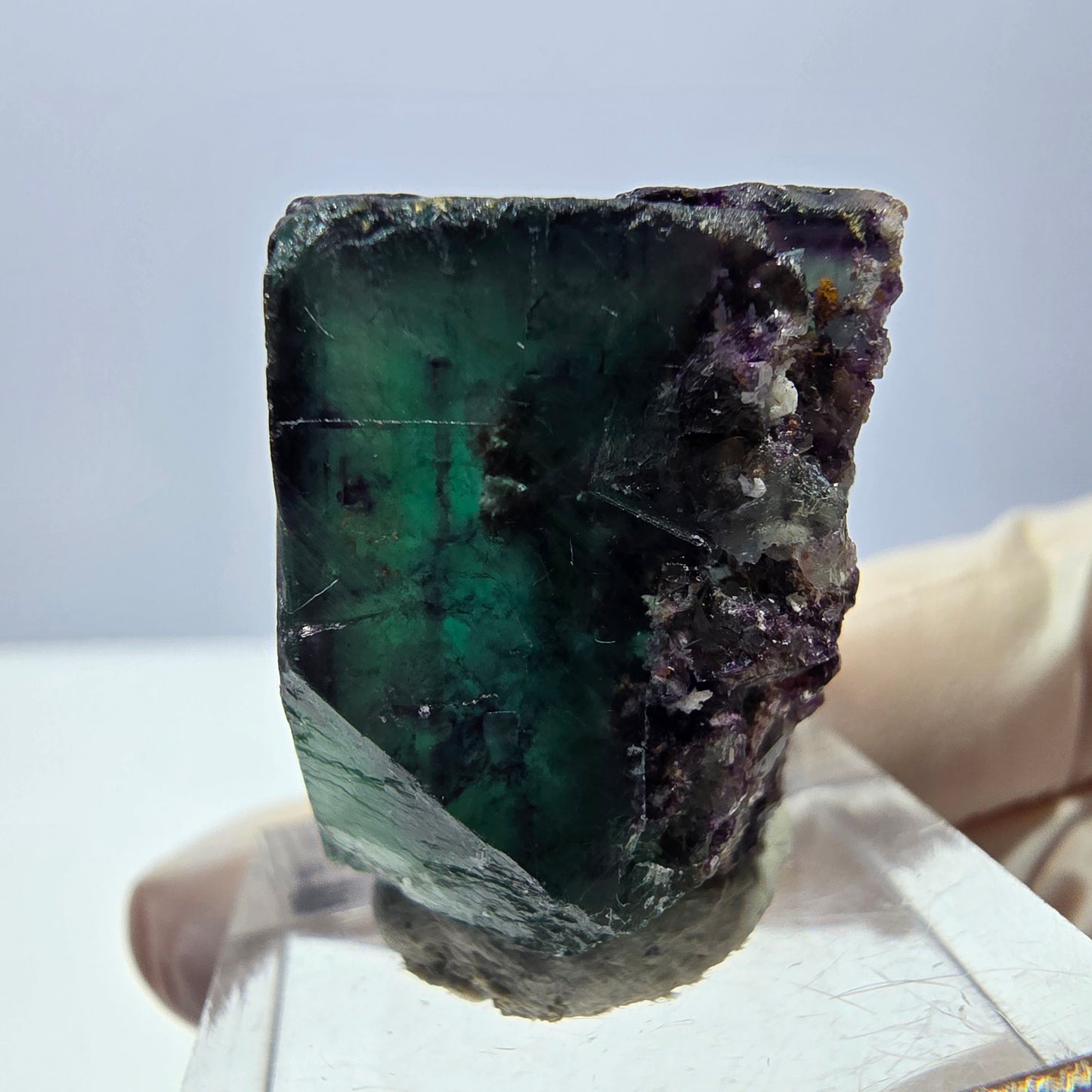 Phantom Fluorit Würfel Stufe, parkettiert grün lila Okorusu, Namibia 24*23*19mm