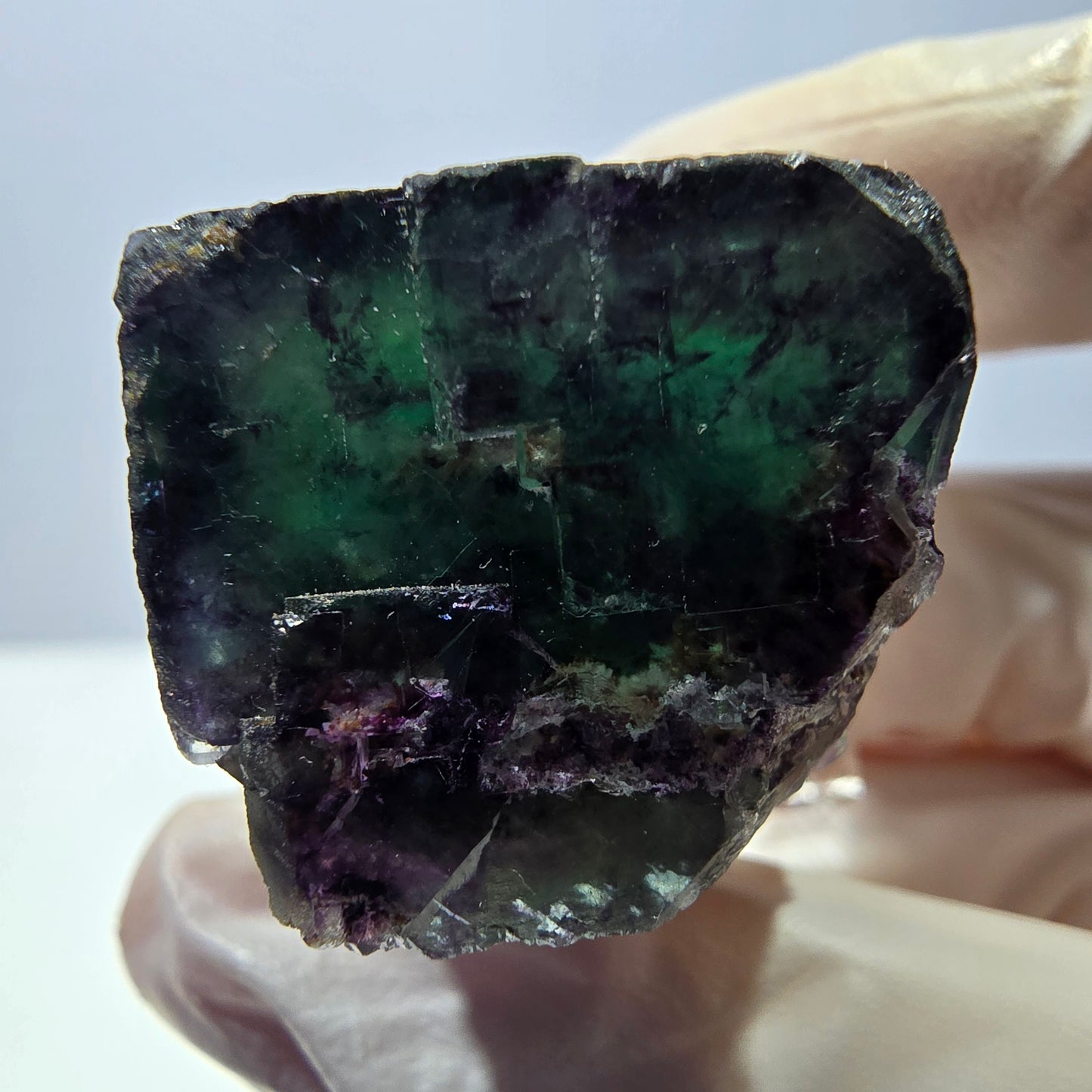 Phantom Fluorit Würfel Stufe, parkettiert grün lila Okorusu, Namibia 24*23*19mm