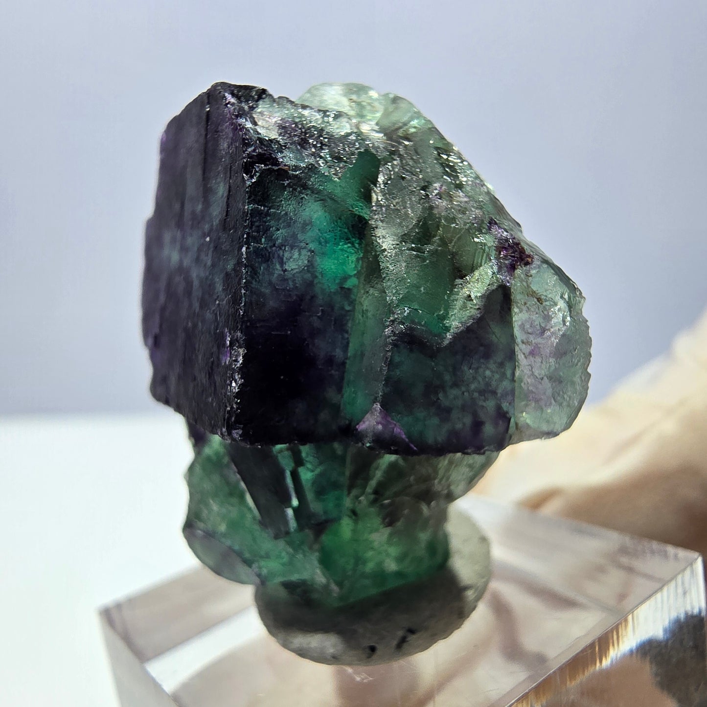 Phantom Fluorit Würfel Stufe, parkettiert grün lila Okorusu, Namibia 30*28*16mm