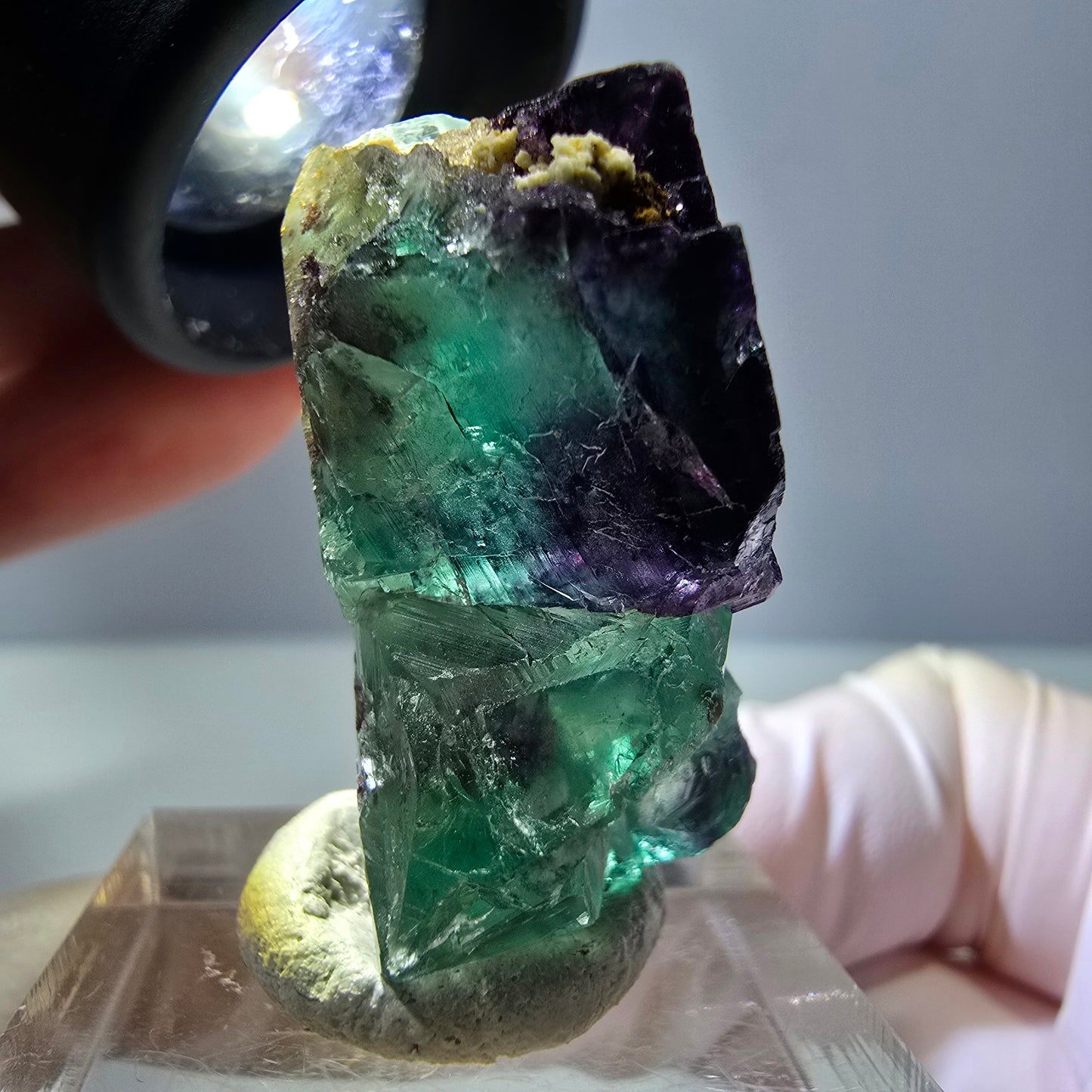 Phantom Fluorit Würfel Stufe, parkettiert grün lila Okorusu, Namibia 30*28*16mm