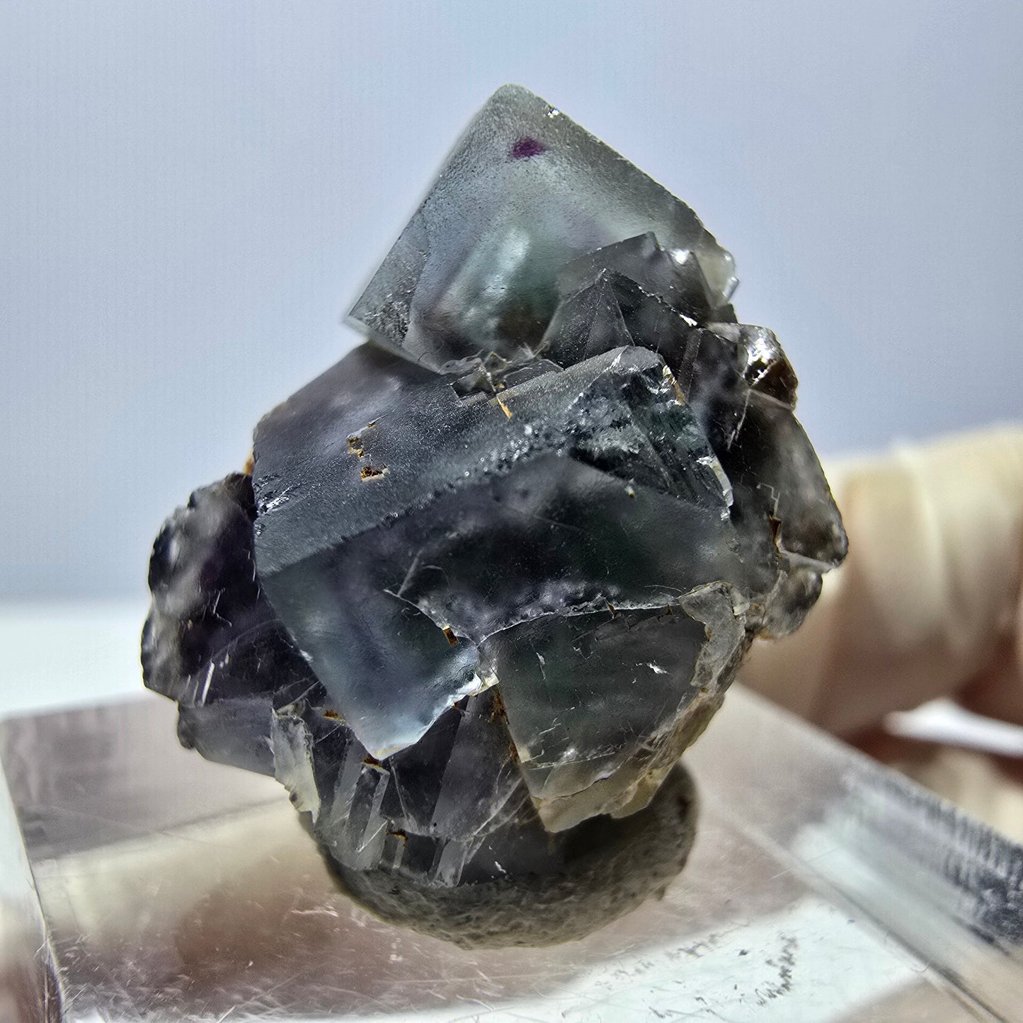 Phantom Fluorit Würfel Stufe, parkettiert grün lila Okorusu, Namibia 20*17*15mm