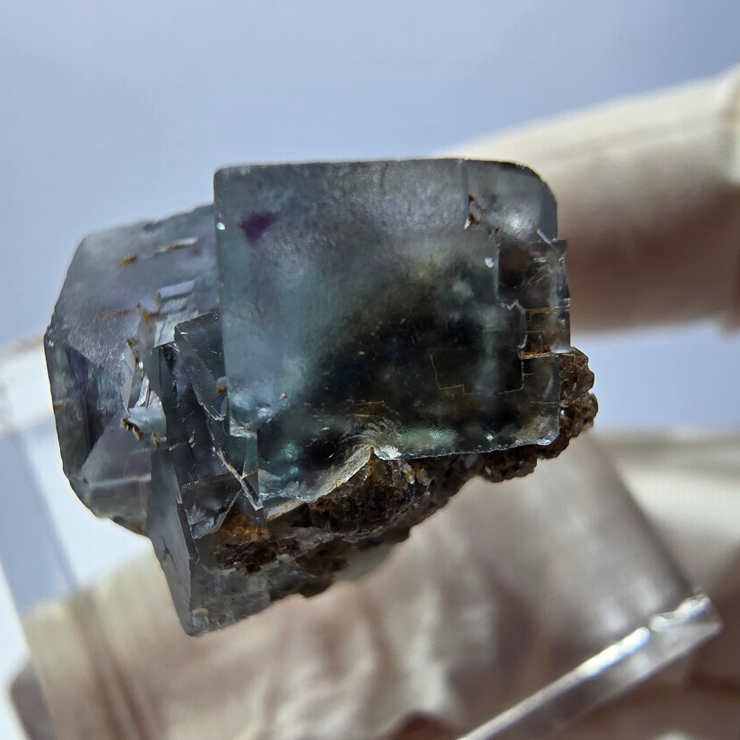 Phantom Fluorit Würfel Stufe, parkettiert grün lila Okorusu, Namibia 20*17*15mm