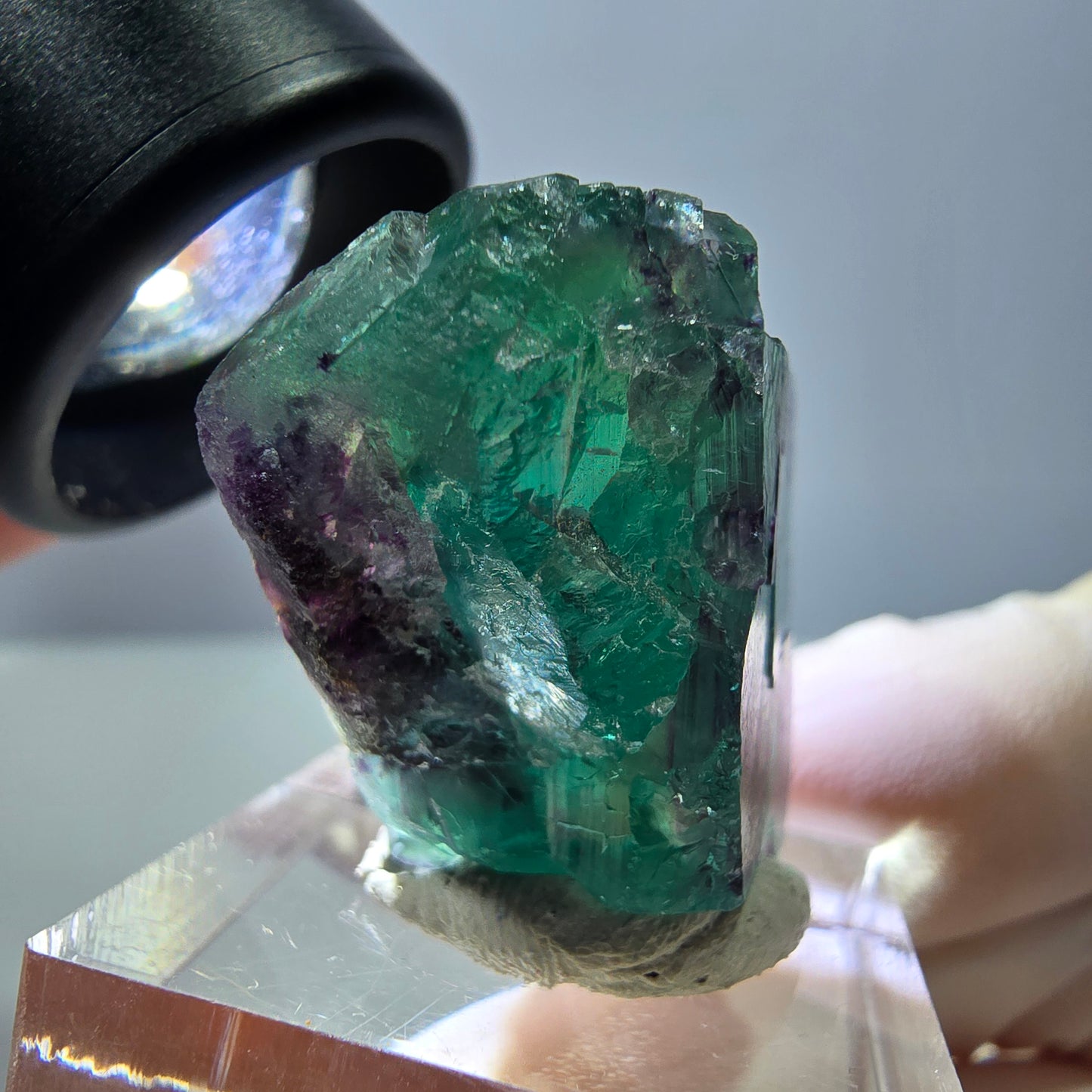 Phantom Fluorit Würfel Stufe, parkettiert grün lila Okorusu, Namibia 26*25*16mm