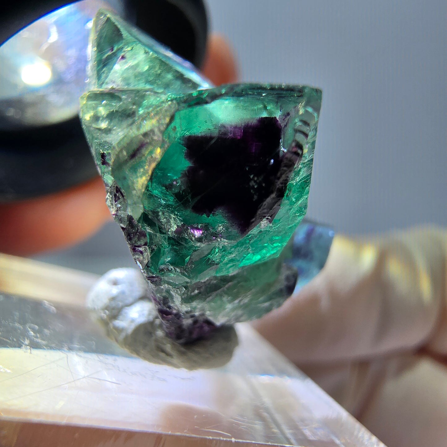Phantom Fluorit Würfel Stufe, parkettiert grün lila Okorusu, Namibia 31*25*14mm
