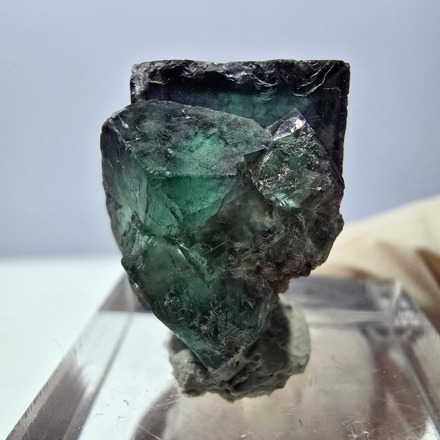 Phantom Fluorit Würfel Stufe, parkettiert grün lila Okorusu, Namibia 21*20*17mm