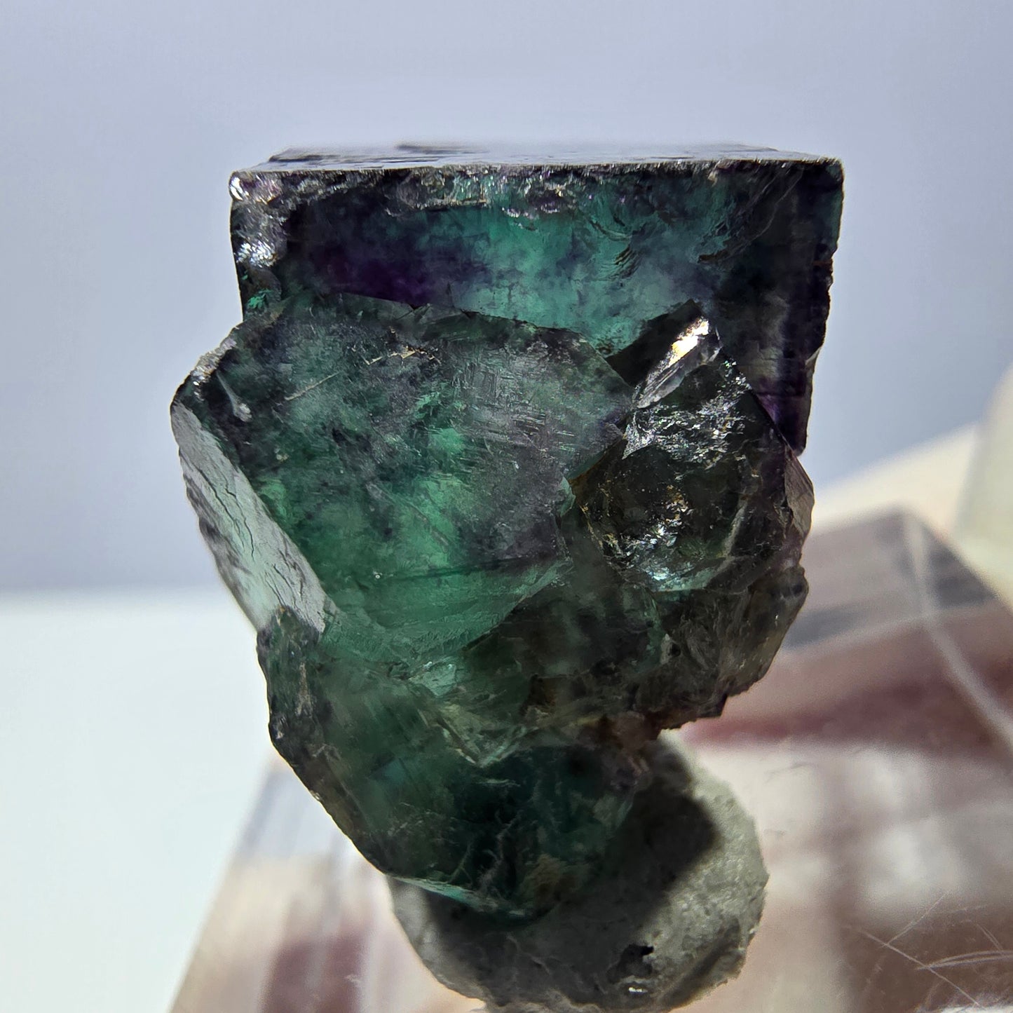 Phantom Fluorit Würfel Stufe, parkettiert grün lila Okorusu, Namibia 21*20*17mm