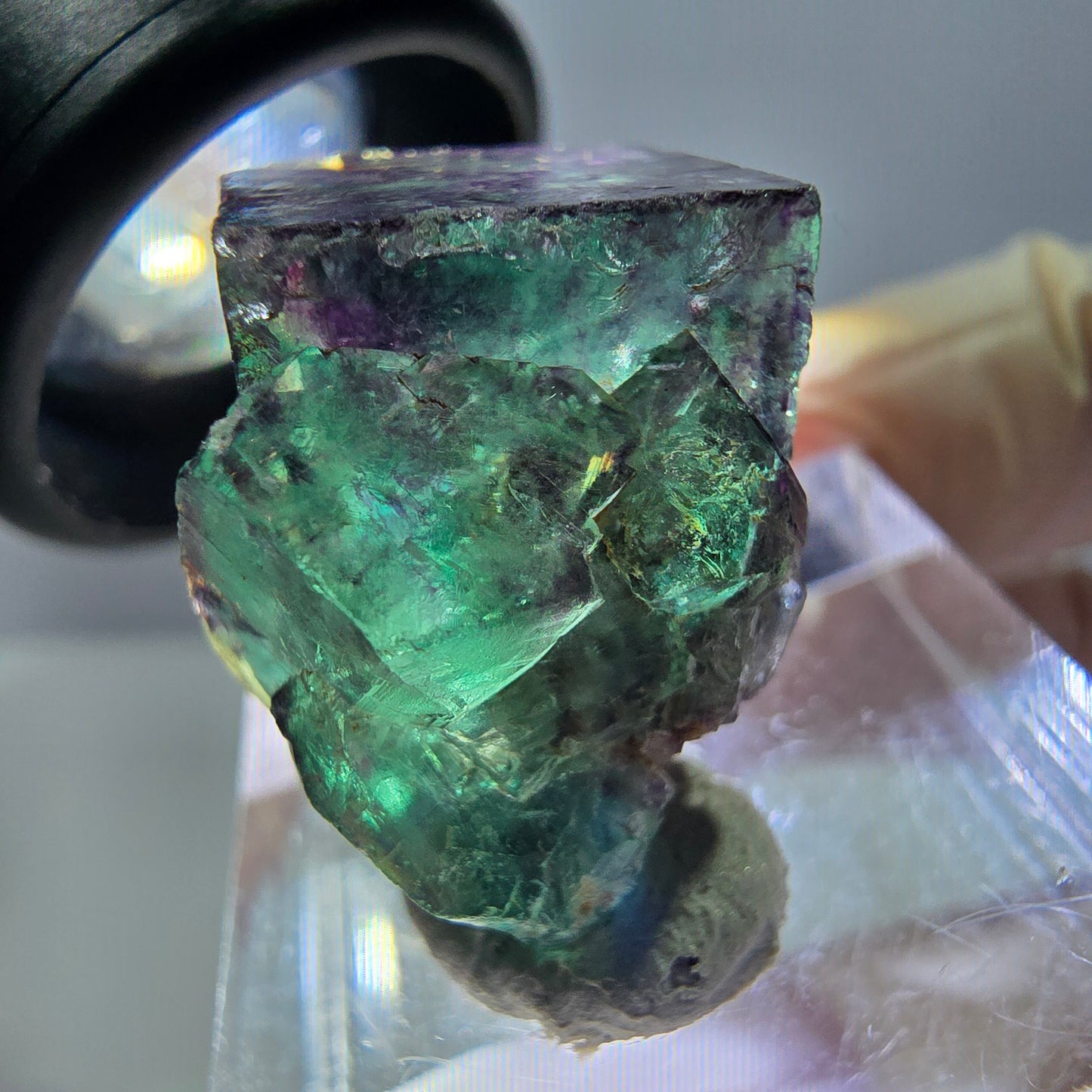 Phantom Fluorit Würfel Stufe, parkettiert grün lila Okorusu, Namibia 21*20*17mm