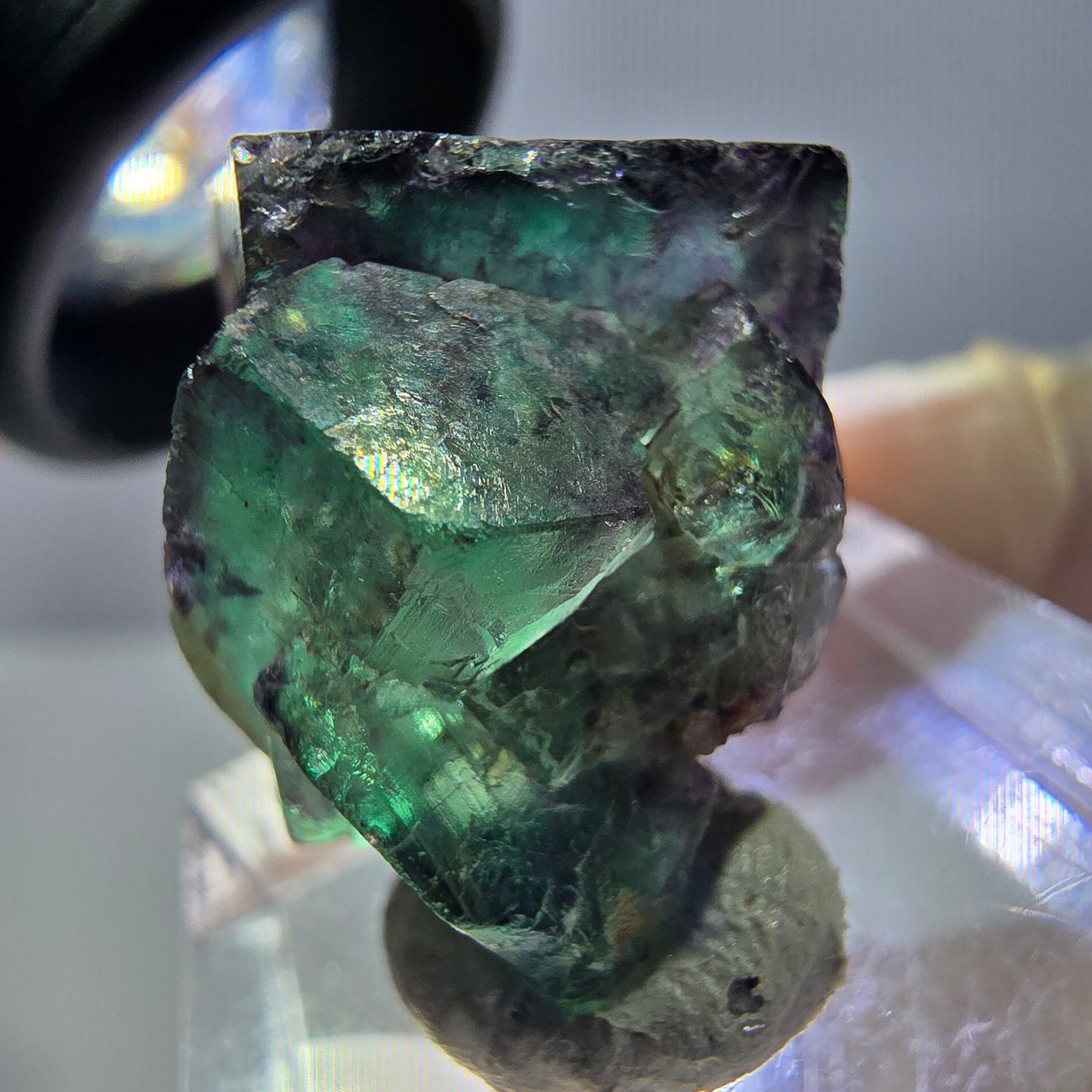 Phantom Fluorit Würfel Stufe, parkettiert grün lila Okorusu, Namibia 21*20*17mm