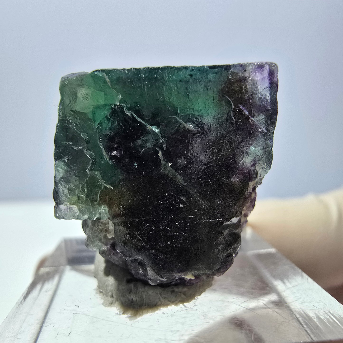 Phantom Fluorit Würfel Stufe, parkettiert grün lila Okorusu, Namibia 27*21*16mm