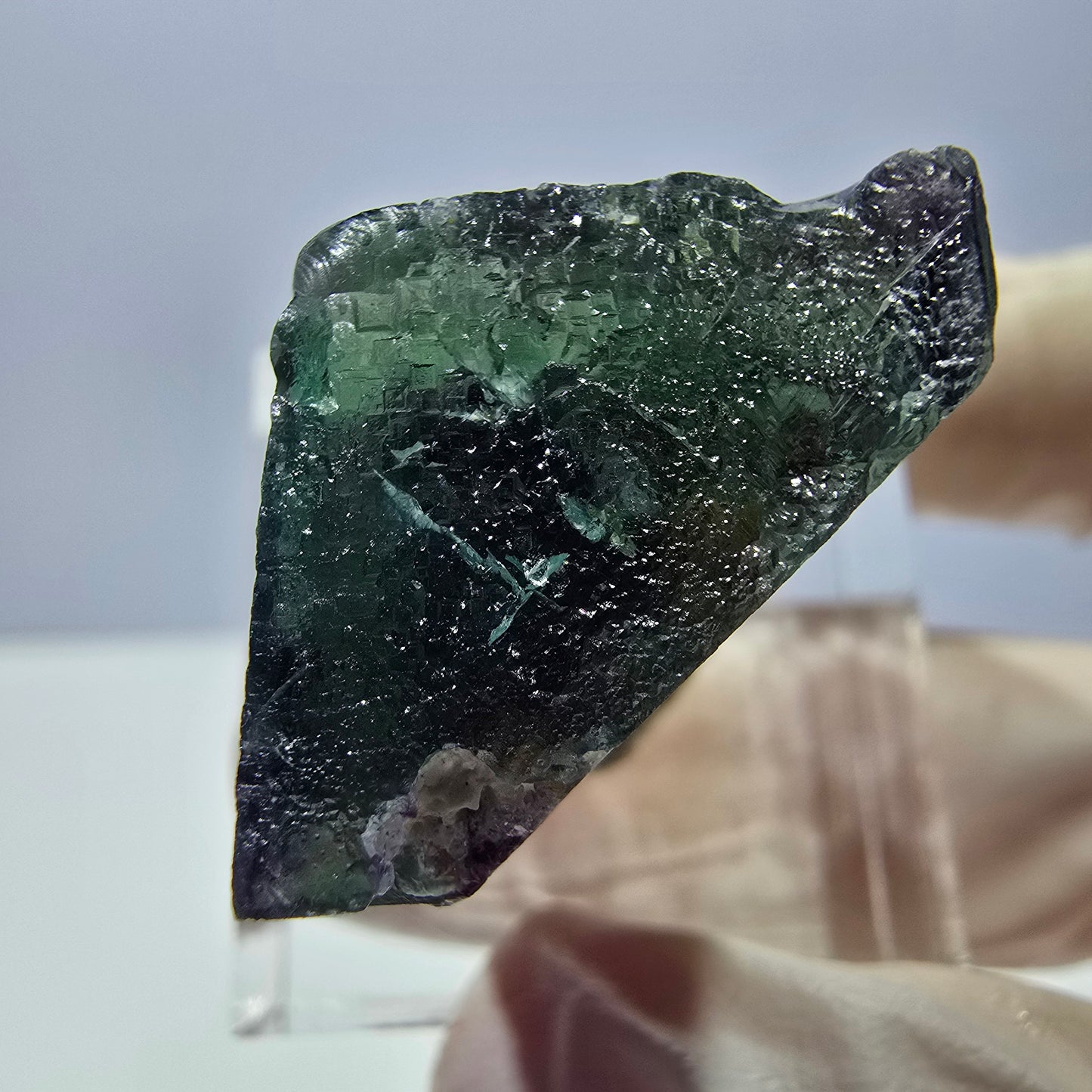 Phantom Fluorit Würfel Stufe, parkettiert grün lila Okorusu, Namibia 27*21*16mm