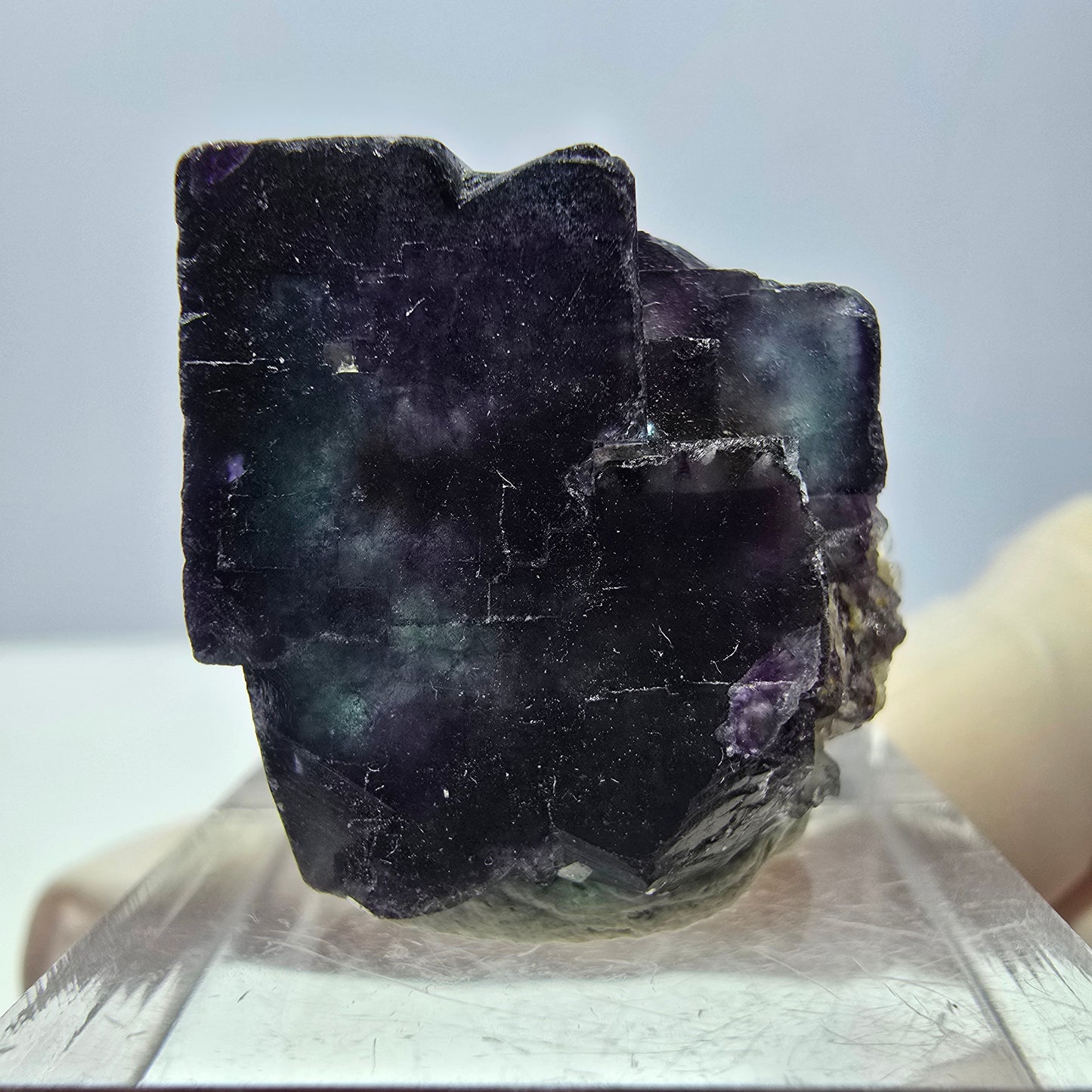 Phantom Fluorit Würfel Stufe, parkettiert grün lila Okorusu, Namibia 23*22*18mm