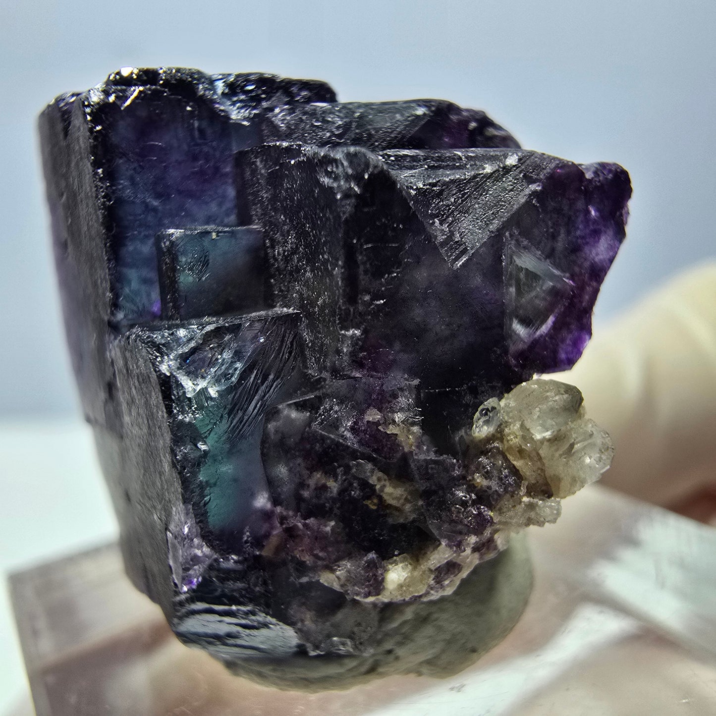 Phantom Fluorit Würfel Stufe, parkettiert grün lila Okorusu, Namibia 23*22*18mm