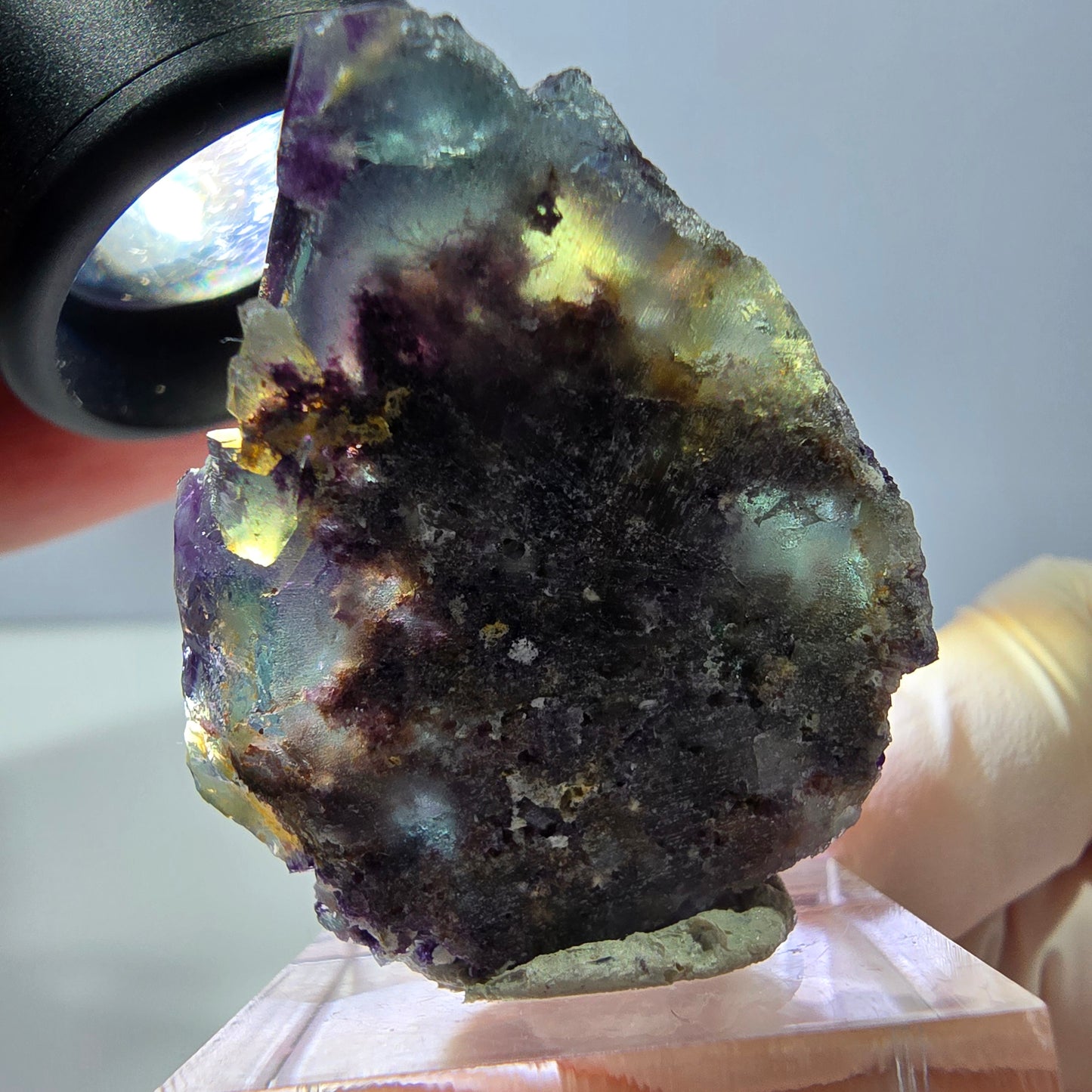 Phantom Fluorit Würfel Stufe, parkettiert grün lila Okorusu, Namibia 39*33*19mm