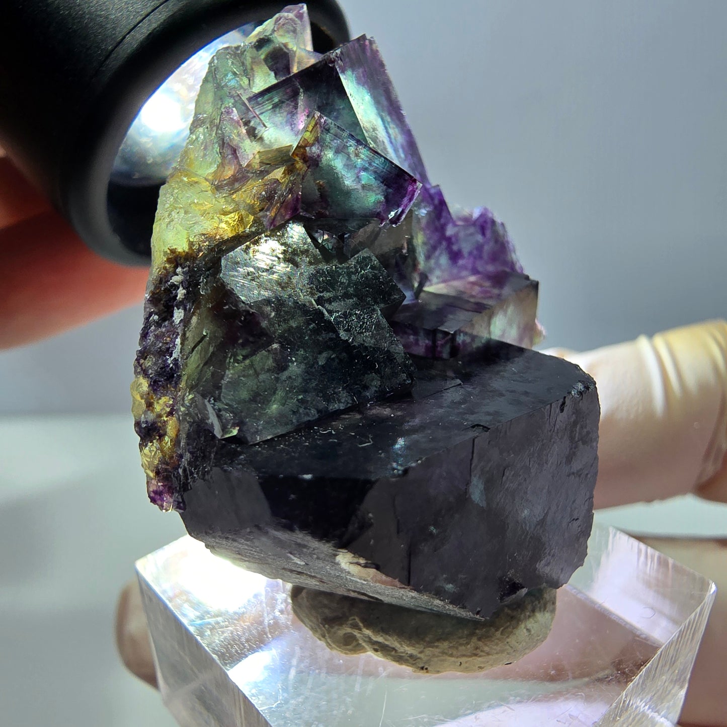 Phantom Fluorit Würfel Stufe, parkettiert grün lila Okorusu, Namibia 39*33*19mm