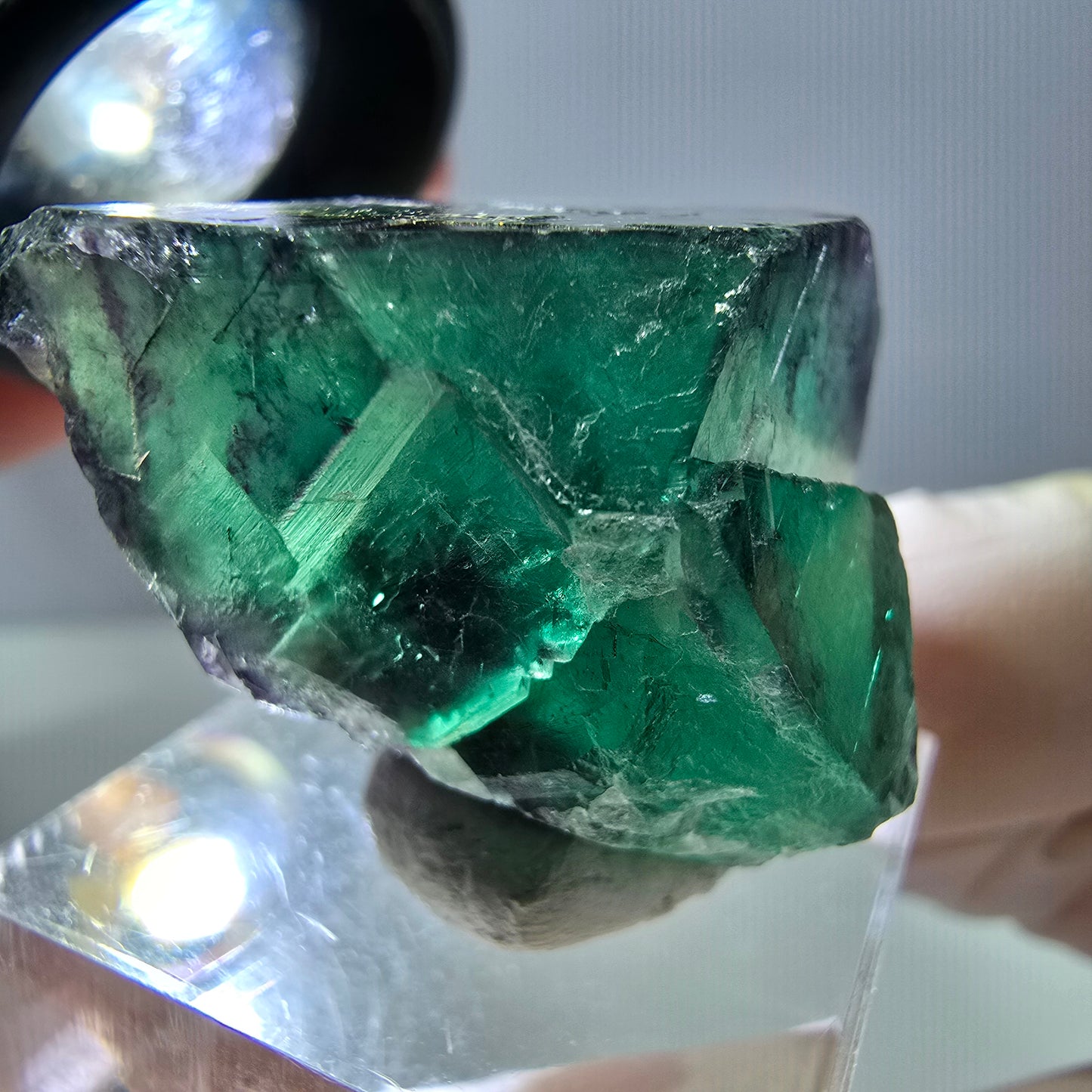 Phantom Fluorit Würfel Stufe, parkettiert grün lila Okorusu, Namibia 25*24*22mm