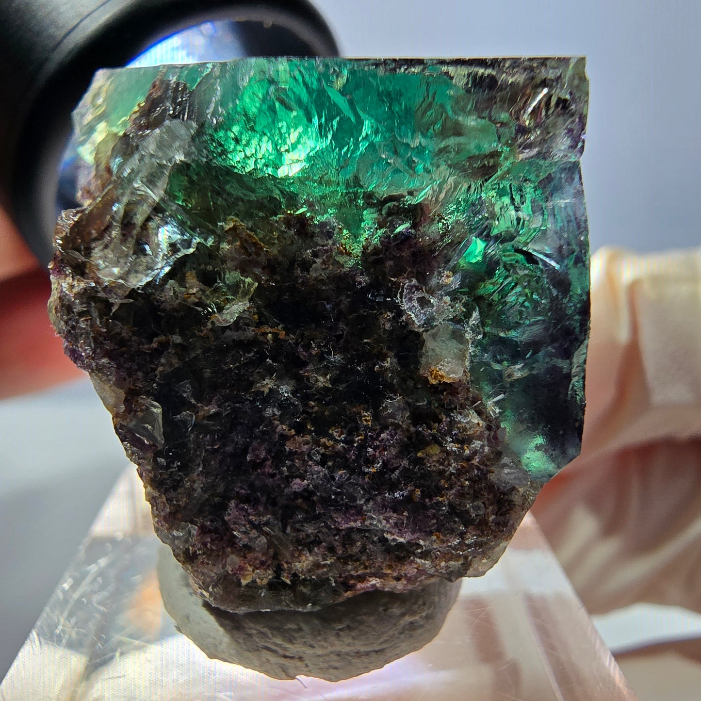 Phantom Fluorit Würfel Stufe, parkettiert grün lila Okorusu, Namibia 28*26*25mm