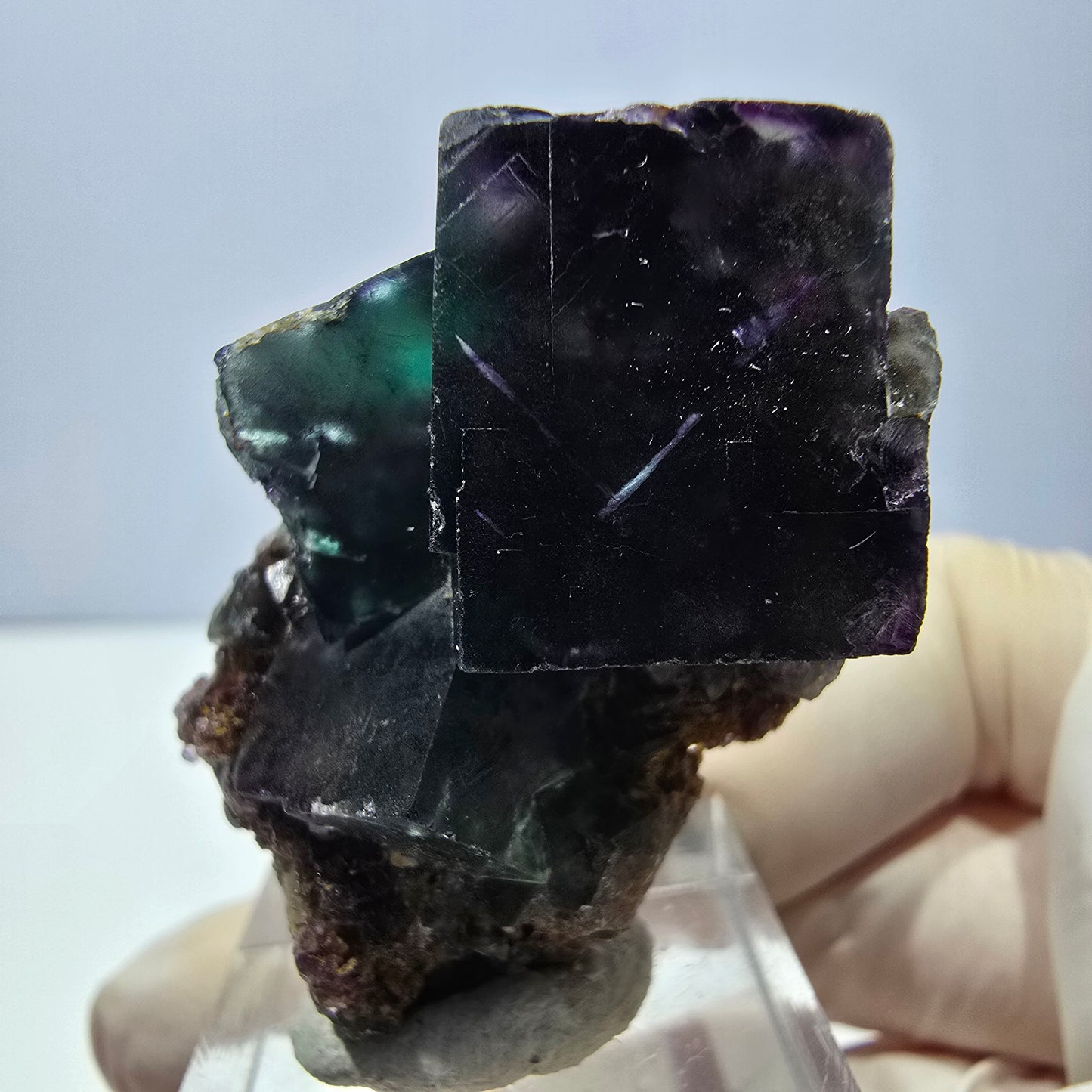 Phantom Fluorit Würfel Stufe, parkettiert grün lila Okorusu, Namibia 43*28*18mm