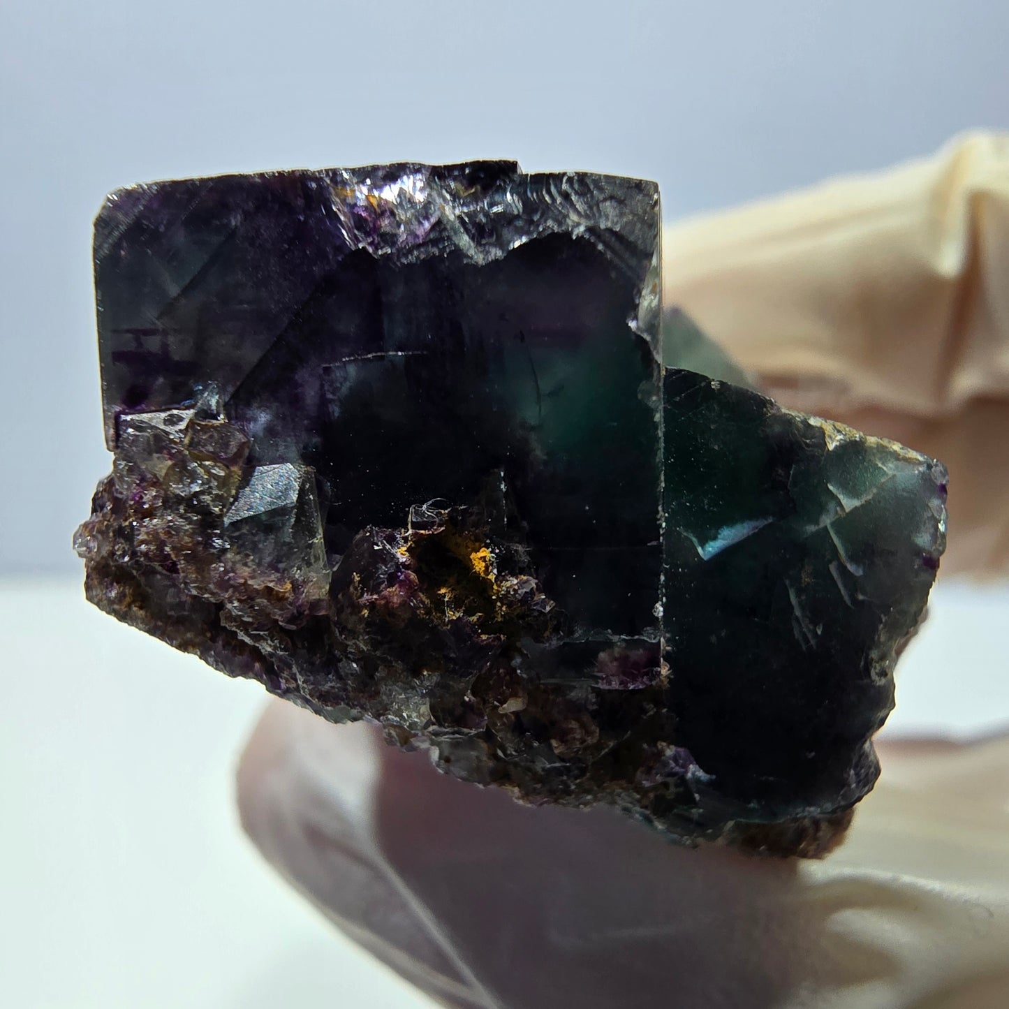 Phantom Fluorit Würfel Stufe, parkettiert grün lila Okorusu, Namibia 43*28*18mm