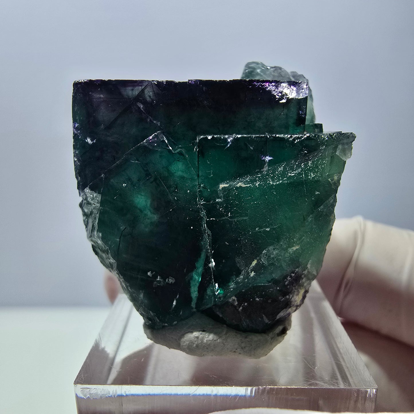 Phantom Fluorit Würfel Stufe, parkettiert grün lila Okorusu, Namibia 42*32*23mm
