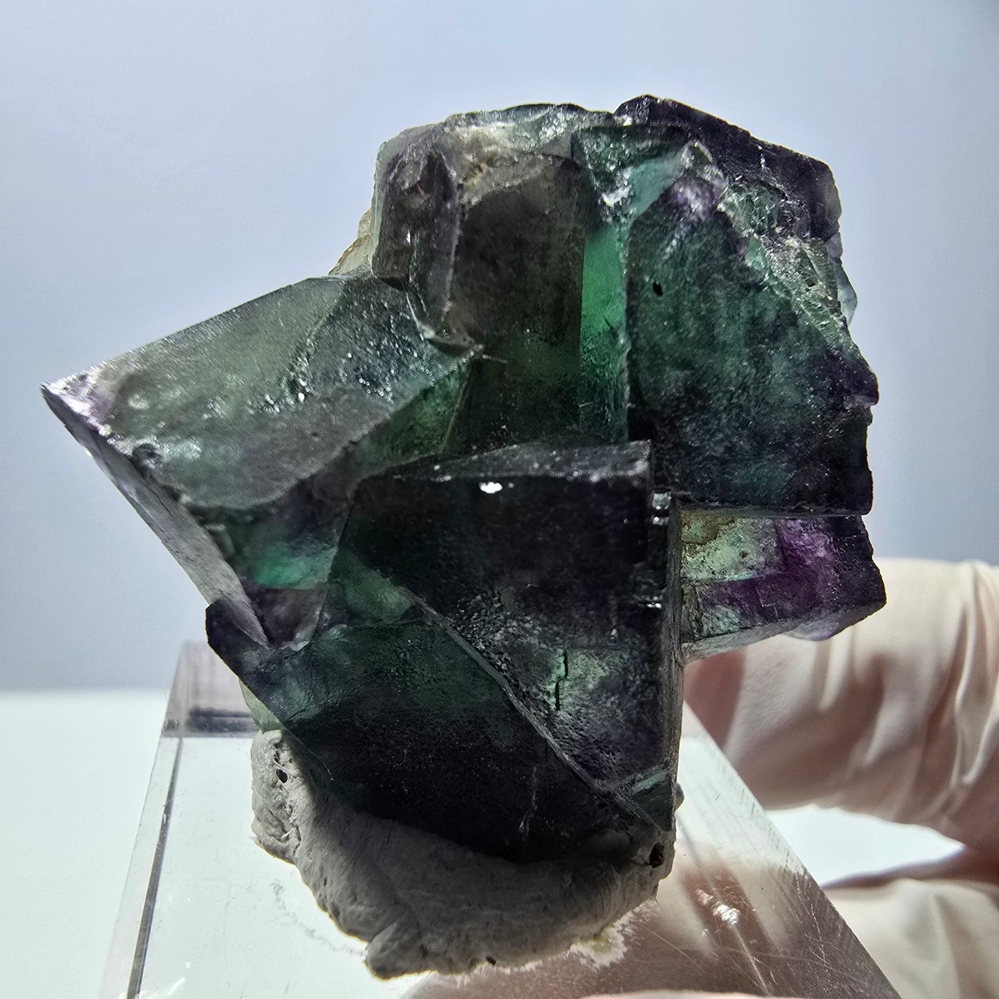 Phantom Fluorit Würfel Stufe, parkettiert grün lila Okorusu, Namibia 39*31*18mm