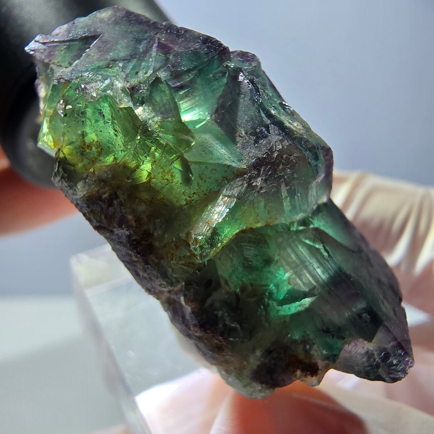 Phantom Fluorit Würfel Stufe, parkettiert grün lila Okorusu, Namibia 39*31*18mm