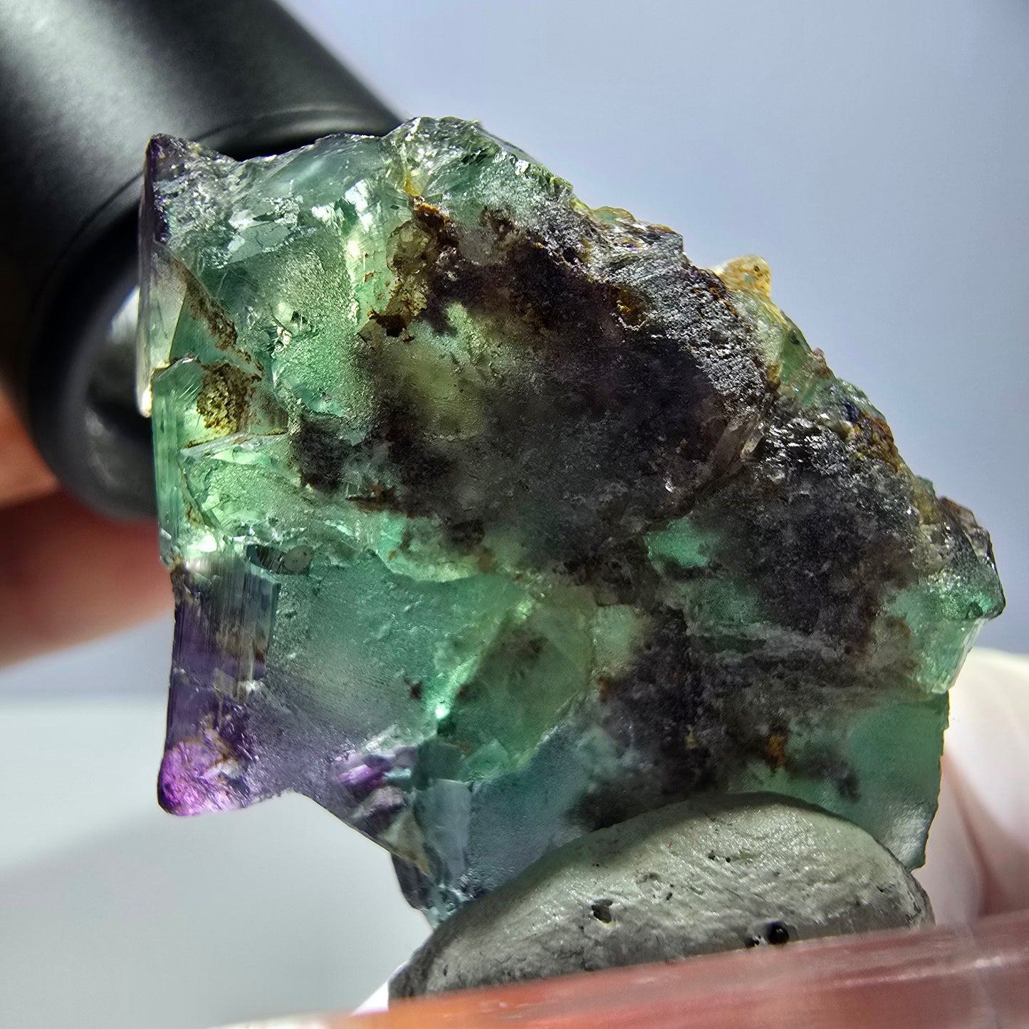 Phantom Fluorit Würfel Stufe, parkettiert grün lila Okorusu, Namibia 39*31*18mm