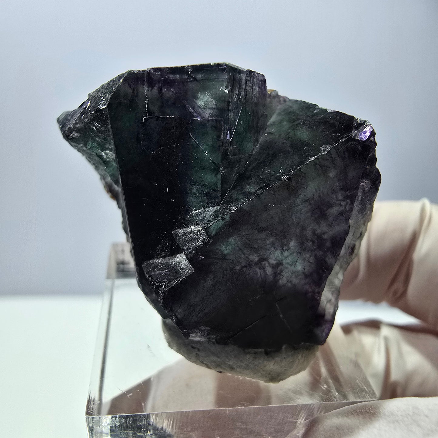 Phantom Fluorit Würfel Stufe, parkettiert grün lila Okorusu, Namibia 41*28*22mm