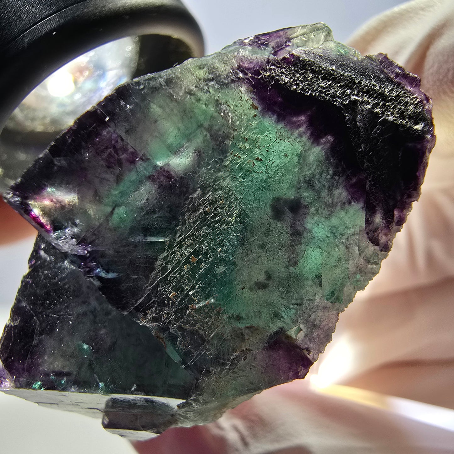 Phantom Fluorit Würfel Stufe, parkettiert grün lila Okorusu, Namibia 41*28*22mm