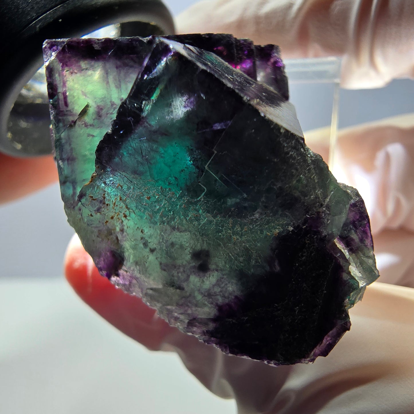 Phantom Fluorit Würfel Stufe, parkettiert grün lila Okorusu, Namibia 41*28*22mm