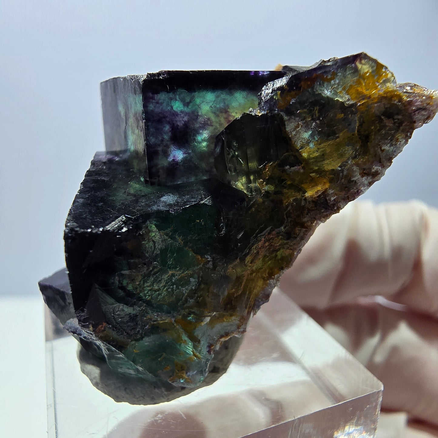Phantom Fluorit Würfel Stufe, parkettiert grün lila Okorusu, Namibia 39*25*18mm