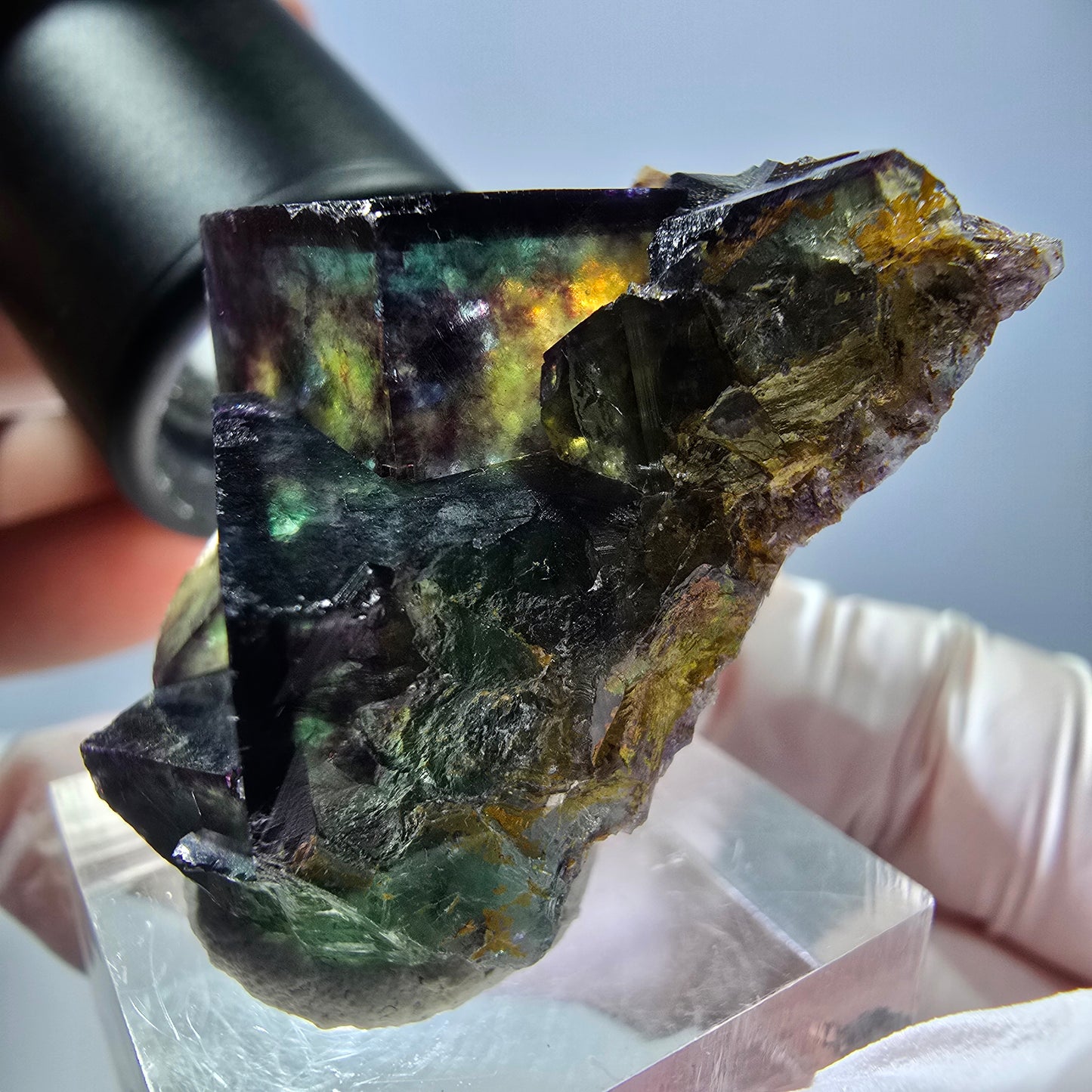 Phantom Fluorit Würfel Stufe, parkettiert grün lila Okorusu, Namibia 39*25*18mm