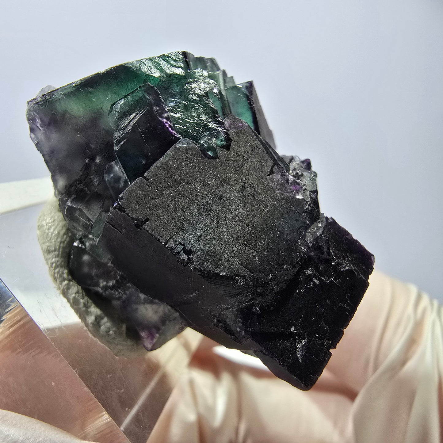 Phantom Fluorit Würfel Stufe, parkettiert grün lila Okorusu, Namibia 35*28*27mm