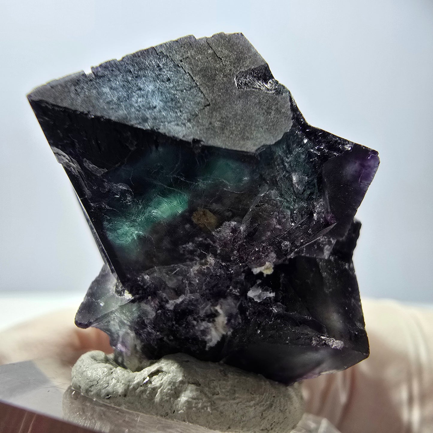 Phantom Fluorit Würfel Stufe, parkettiert grün lila Okorusu, Namibia 35*28*27mm