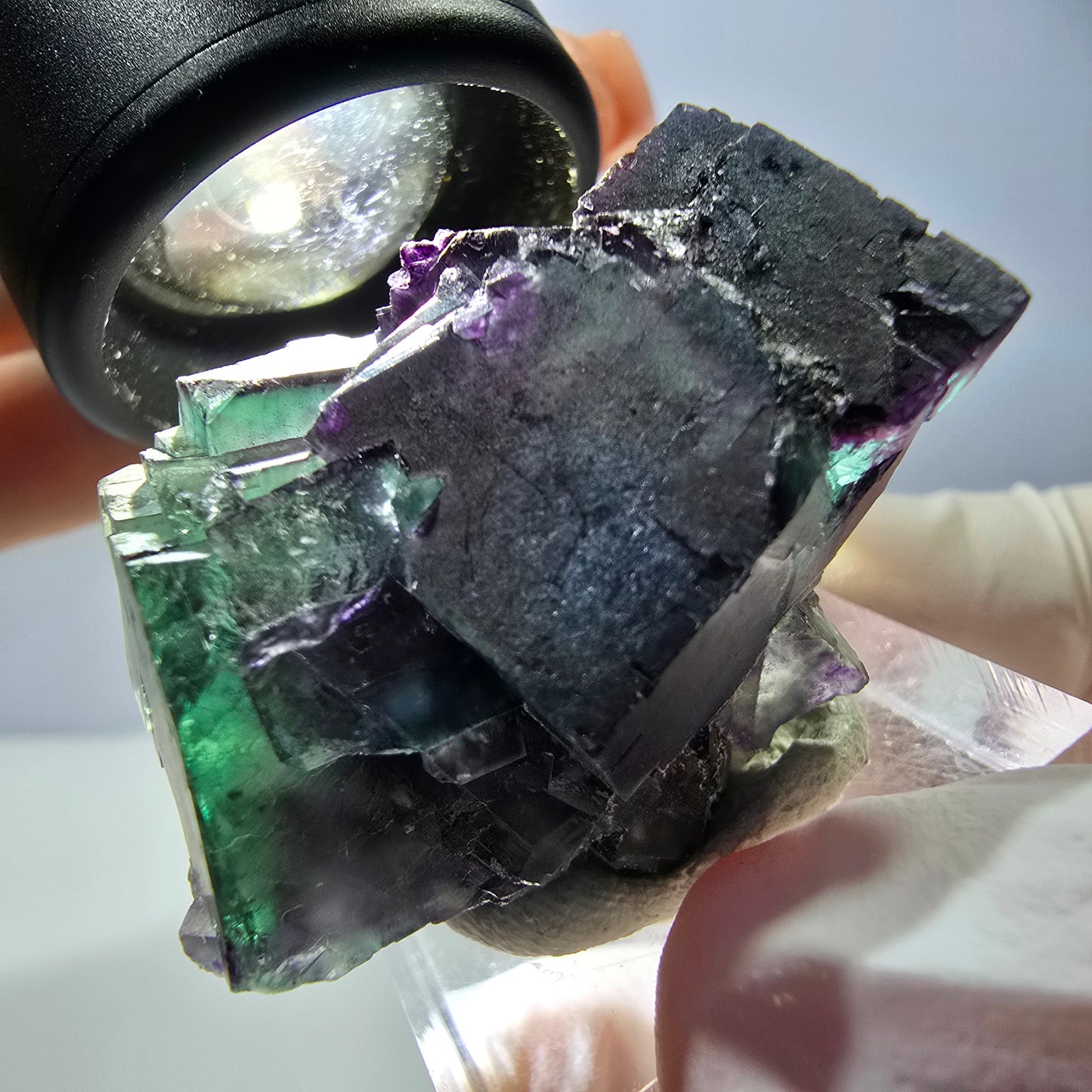 Phantom Fluorit Würfel Stufe, parkettiert grün lila Okorusu, Namibia 35*28*27mm