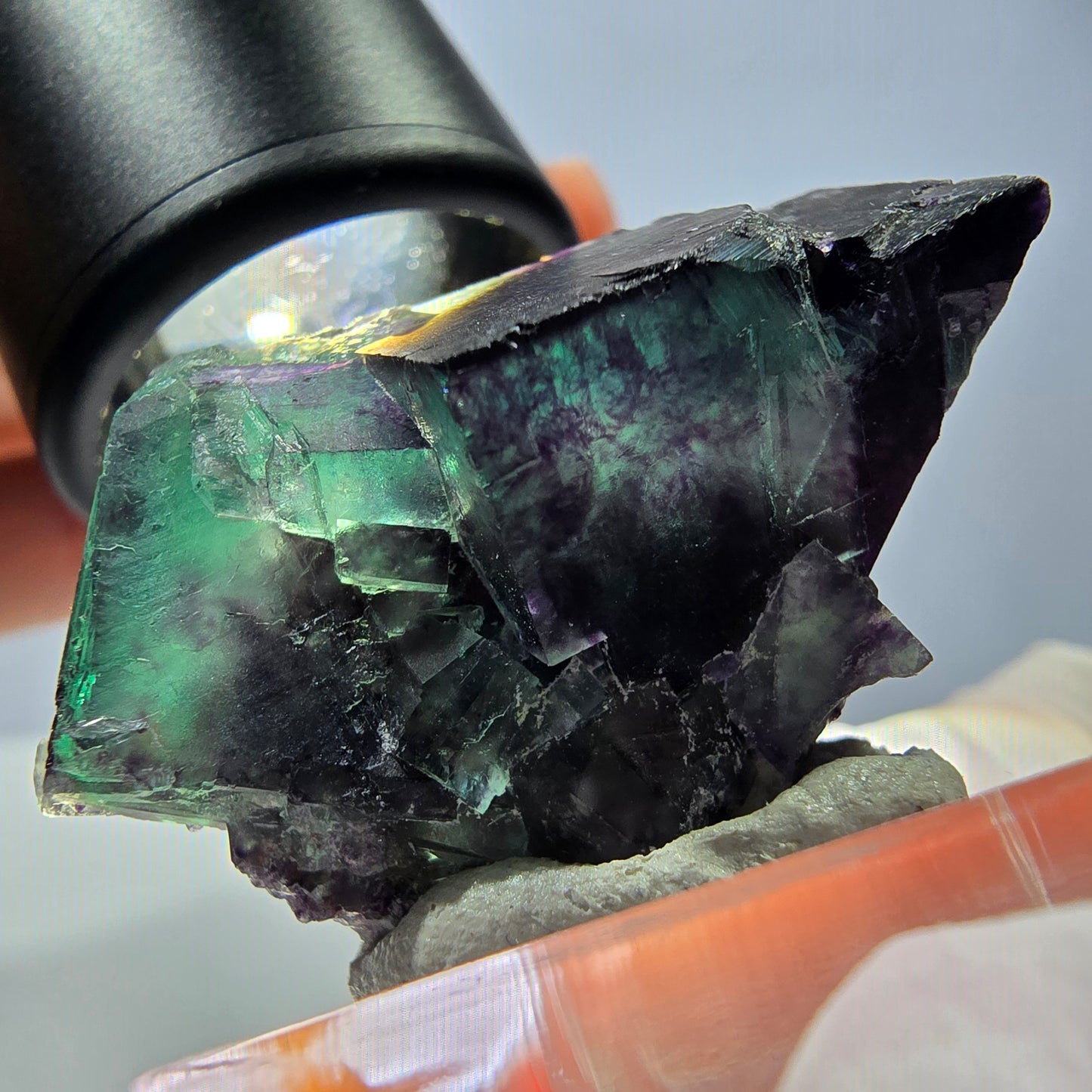 Phantom Fluorit Würfel Stufe, parkettiert grün lila Okorusu, Namibia 35*28*27mm