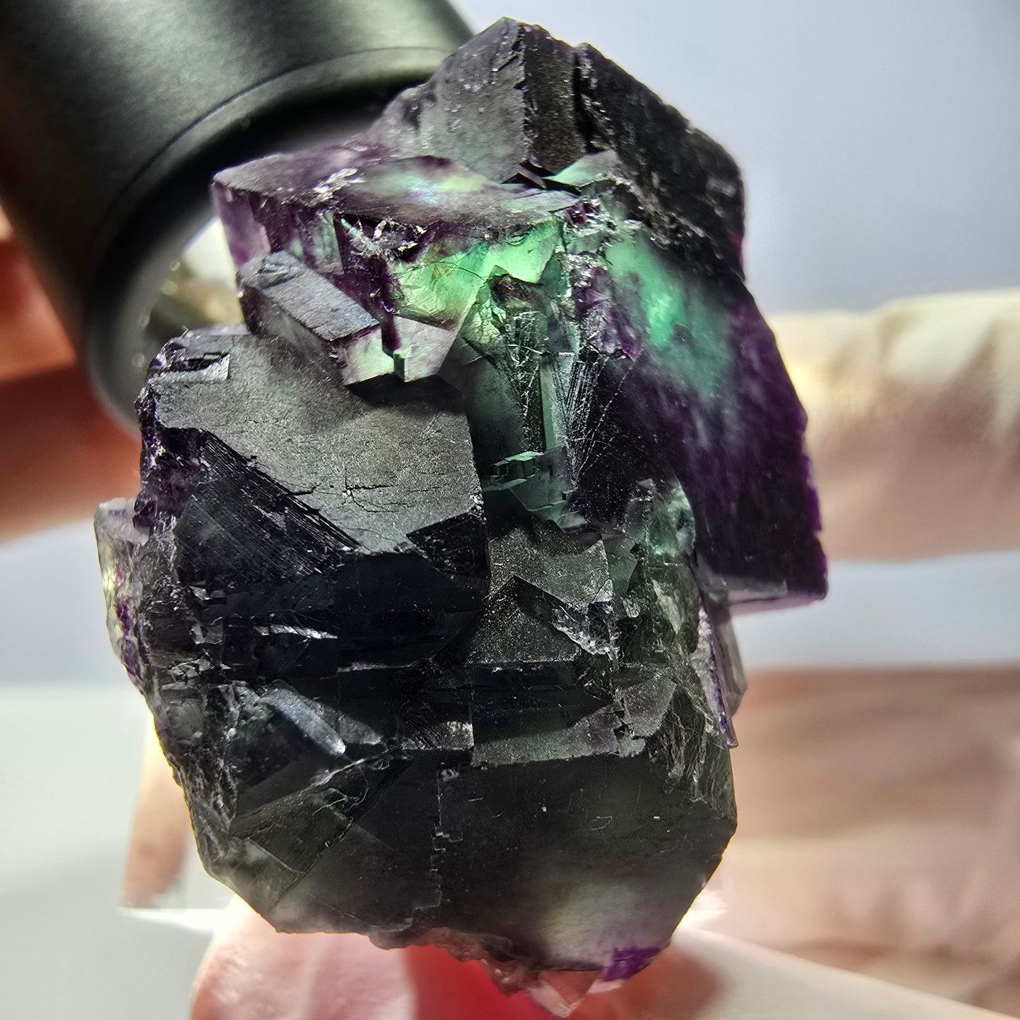 Phantom Fluorit Würfel Stufe, parkettiert grün lila Okorusu, Namibia 35*28*27mm