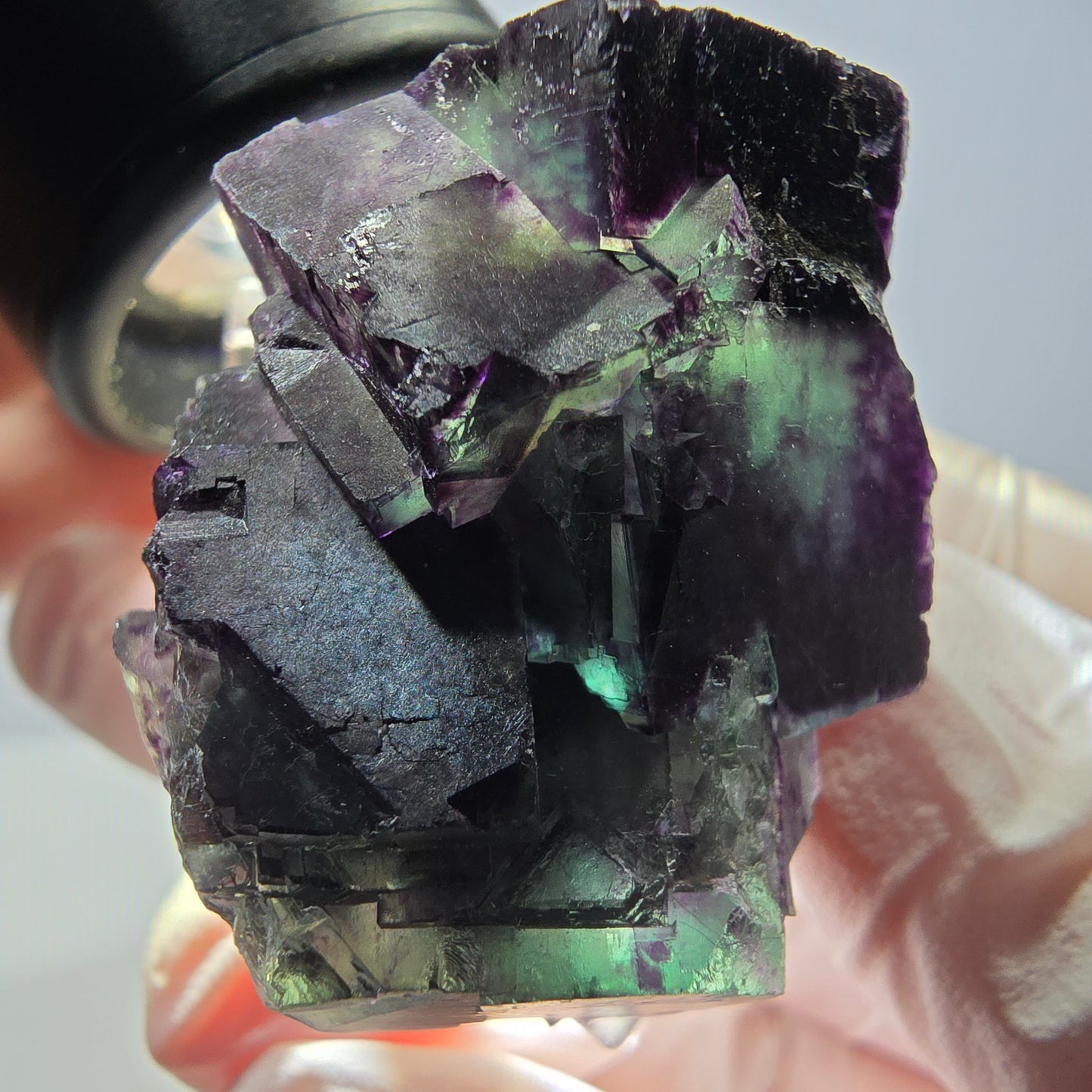 Phantom Fluorit Würfel Stufe, parkettiert grün lila Okorusu, Namibia 35*28*27mm