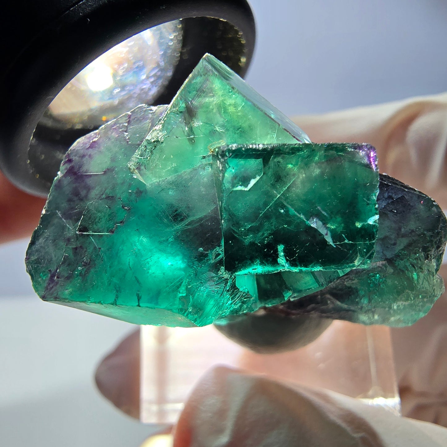 Phantom Fluorit Würfel Stufe, parkettiert grün lila Okorusu, Namibia 31*30*20mm