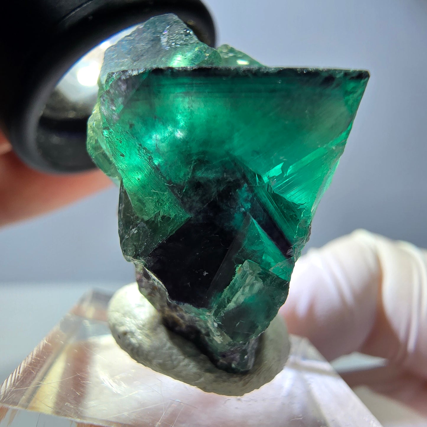 Phantom Fluorit Würfel Stufe, parkettiert grün lila Okorusu, Namibia 31*30*20mm