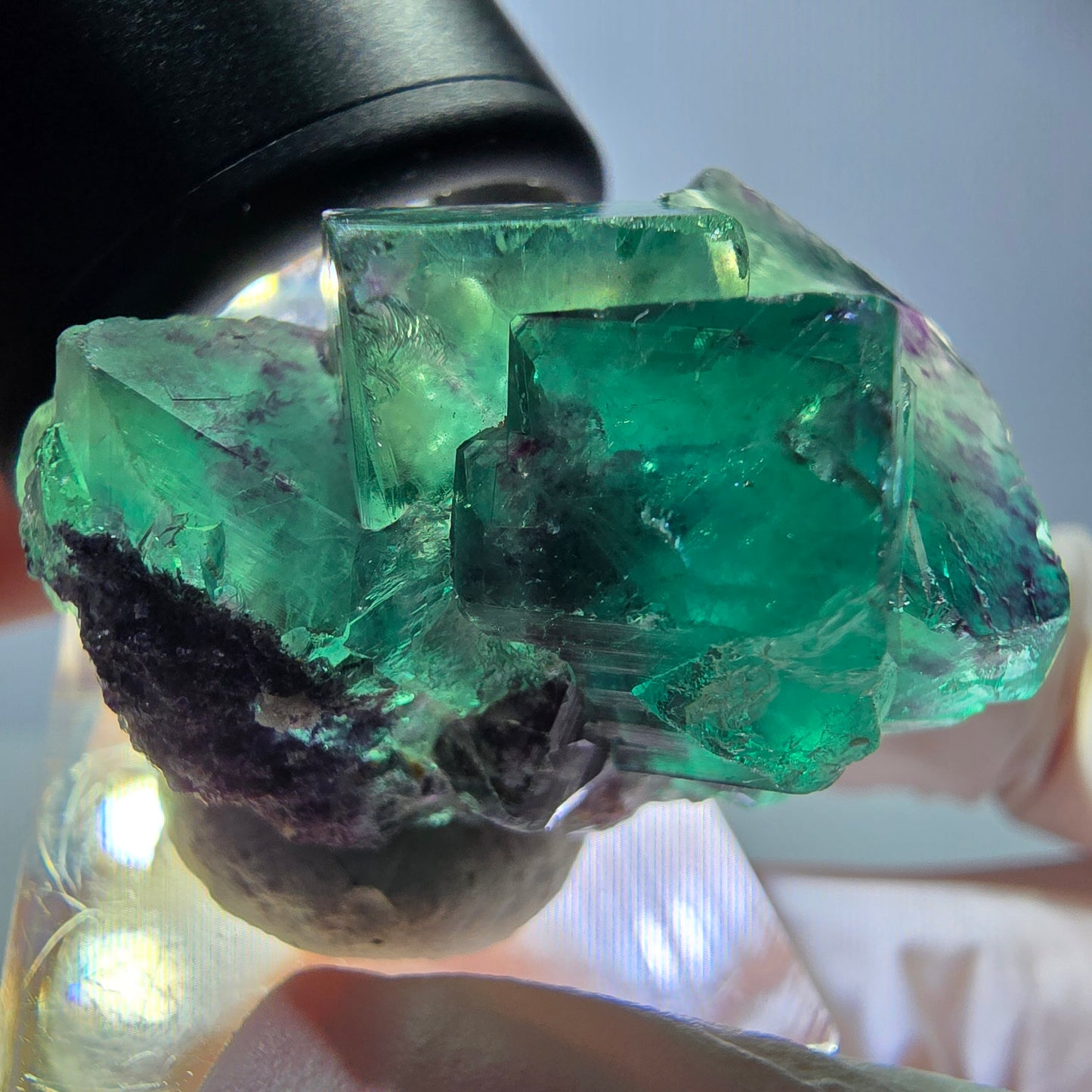 Phantom Fluorit Würfel Stufe, parkettiert grün lila Okorusu, Namibia 31*30*20mm