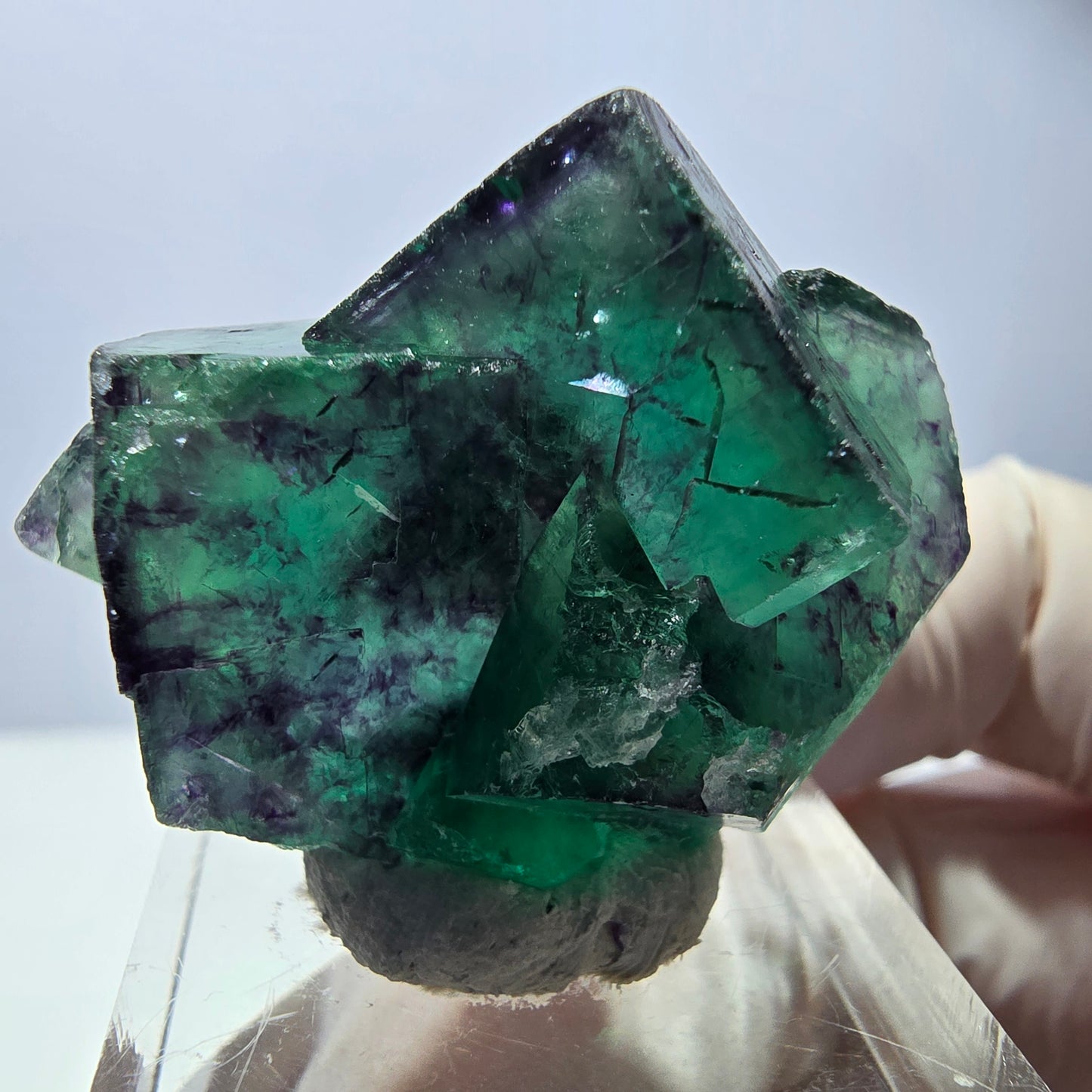 Phantom Fluorit Würfel Stufe, parkettiert grün lila Okorusu, Namibia 37*27*19mm