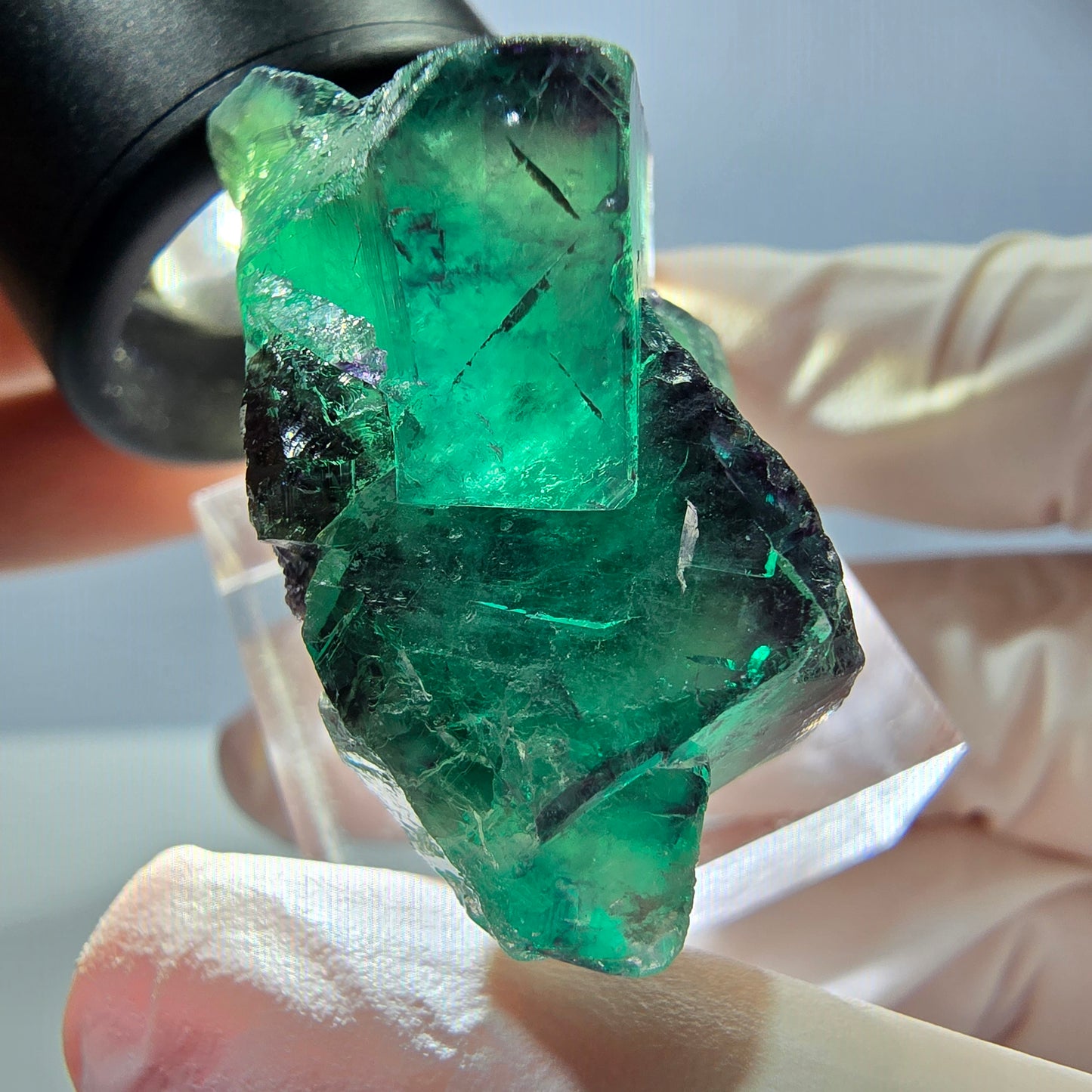 Phantom Fluorit Würfel Stufe, parkettiert grün lila Okorusu, Namibia 37*27*19mm