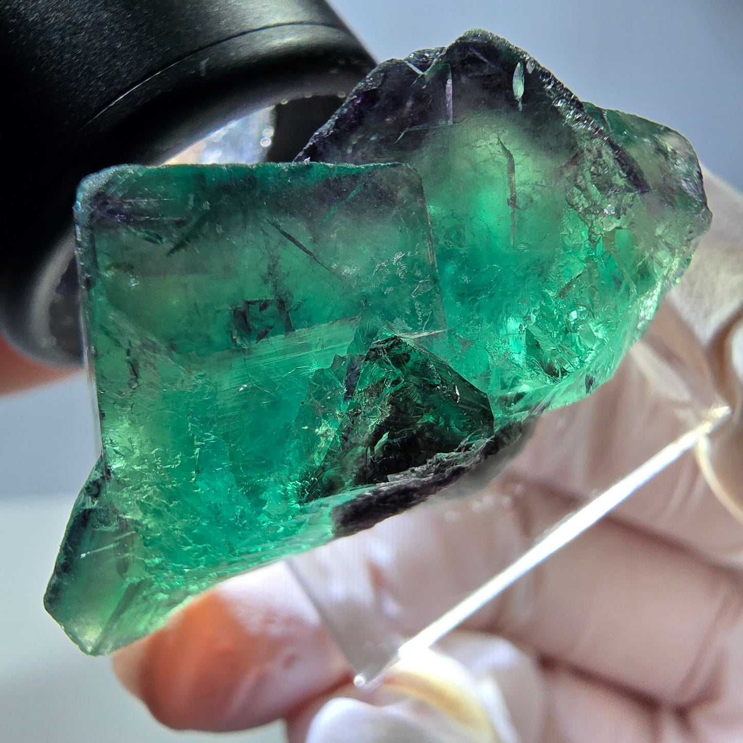 Phantom Fluorit Würfel Stufe, parkettiert grün lila Okorusu, Namibia 37*27*19mm