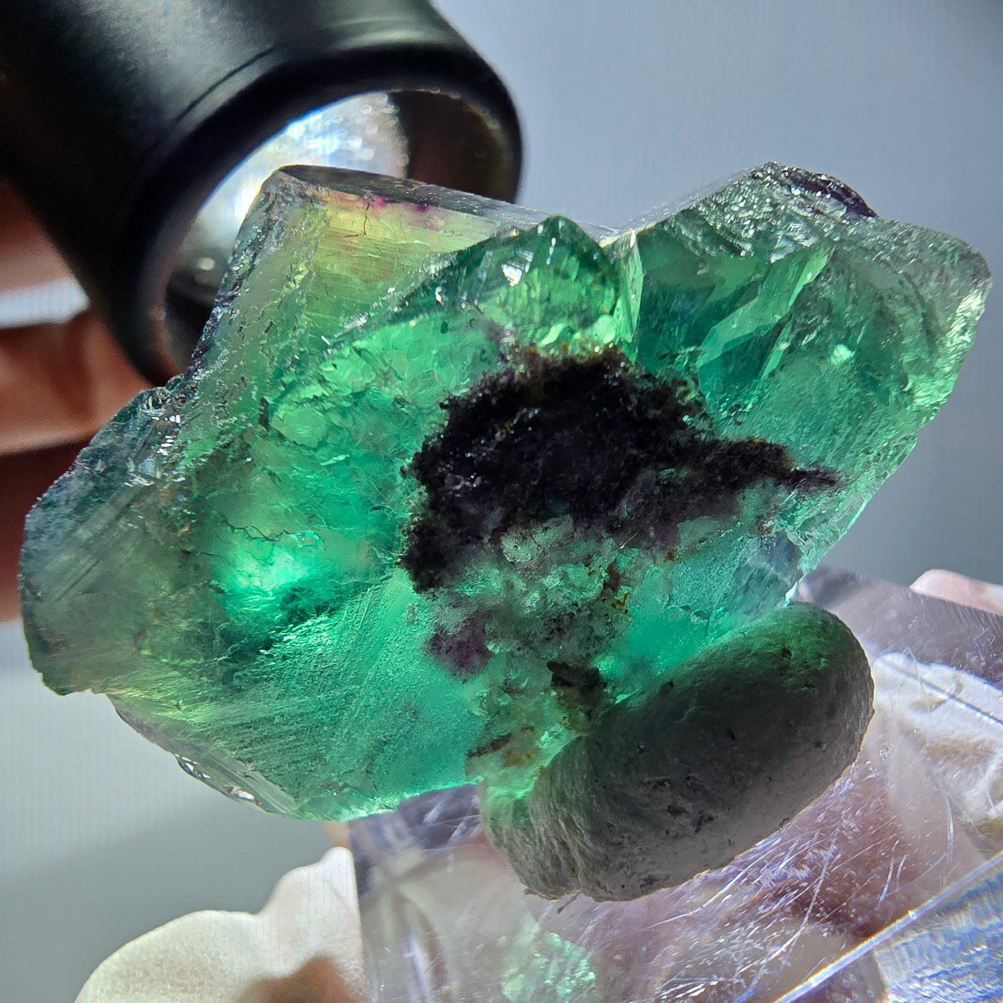 Phantom Fluorit Würfel Stufe, parkettiert grün lila Okorusu, Namibia 37*27*19mm