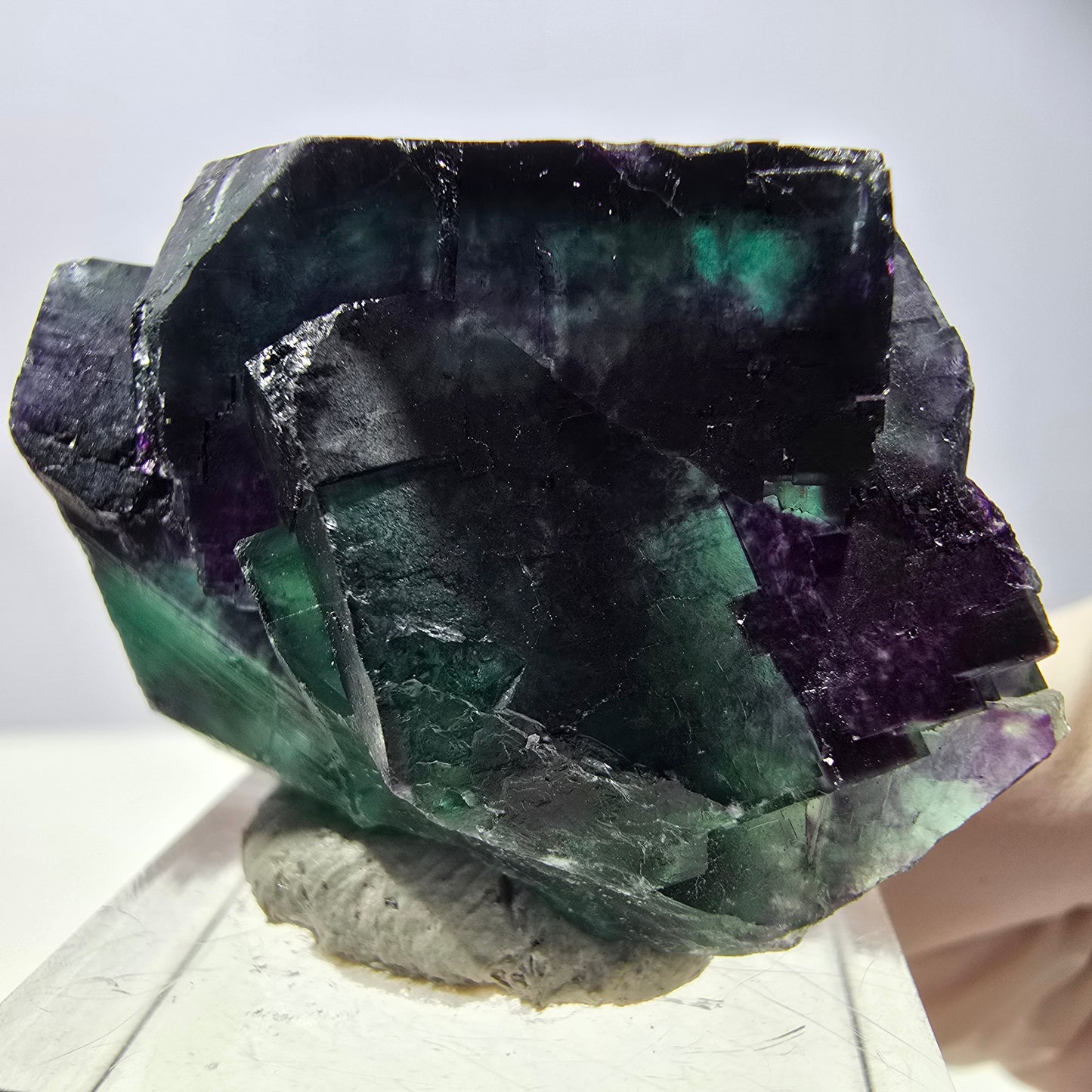 Phantom Fluorit Würfel Stufe, parkettiert grün lila Okorusu, Namibia 39*32*20mm