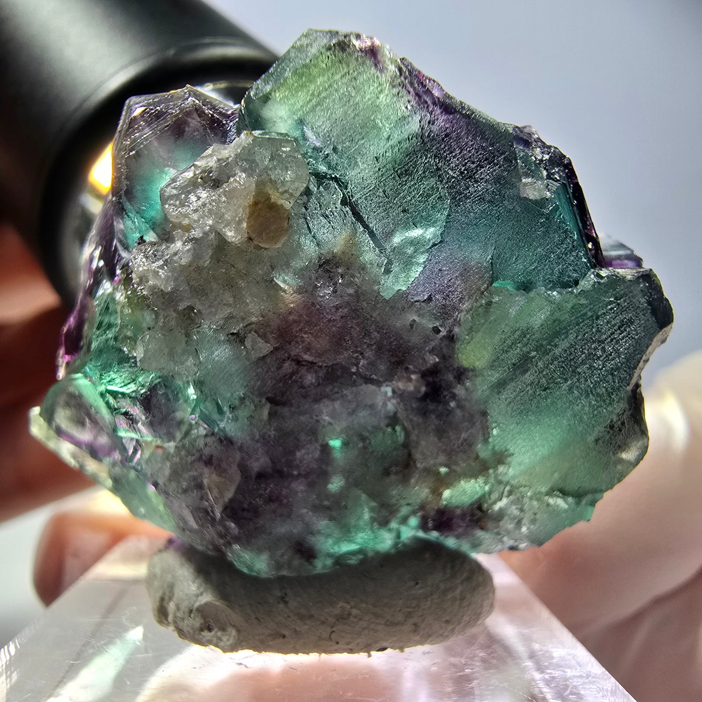 Phantom Fluorit Würfel Stufe, parkettiert grün lila Okorusu, Namibia 39*32*20mm